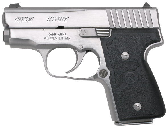 Kahr Arms M9098A MK Elite 9mm Luger Caliber with 3" Barrel, 6+1 or 7+1 Capacity, Overall Polished Stainless Steel, Serrated Slide & Textured Wraparound Black Nylon Grip