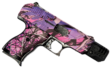 Hi-Point CF380CPI CF  380 ACP 10+1, 4" Black Steel w/Integral Muzzle Brake Barrel, Hydro-Dipped Pink Camo Serrated Steel Slide, Hydro-Dipped Pink Camo Polymer Frame & Grip