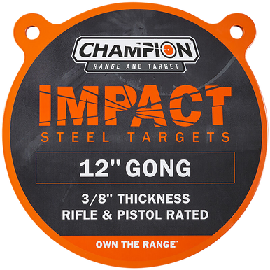 Champion Targets Center Mass, Champ 44912 Ar500 3/8in Gong 12in