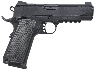 Girsan 391155 MC1911 C Influencer Compact 10mm Auto 9+1 4.40" Black Steel Barrel, Black Camo Optic Ready/Serrated Steel Slide & Frame w/Picatinny Rail & Beavertail, Black Polymer Grip