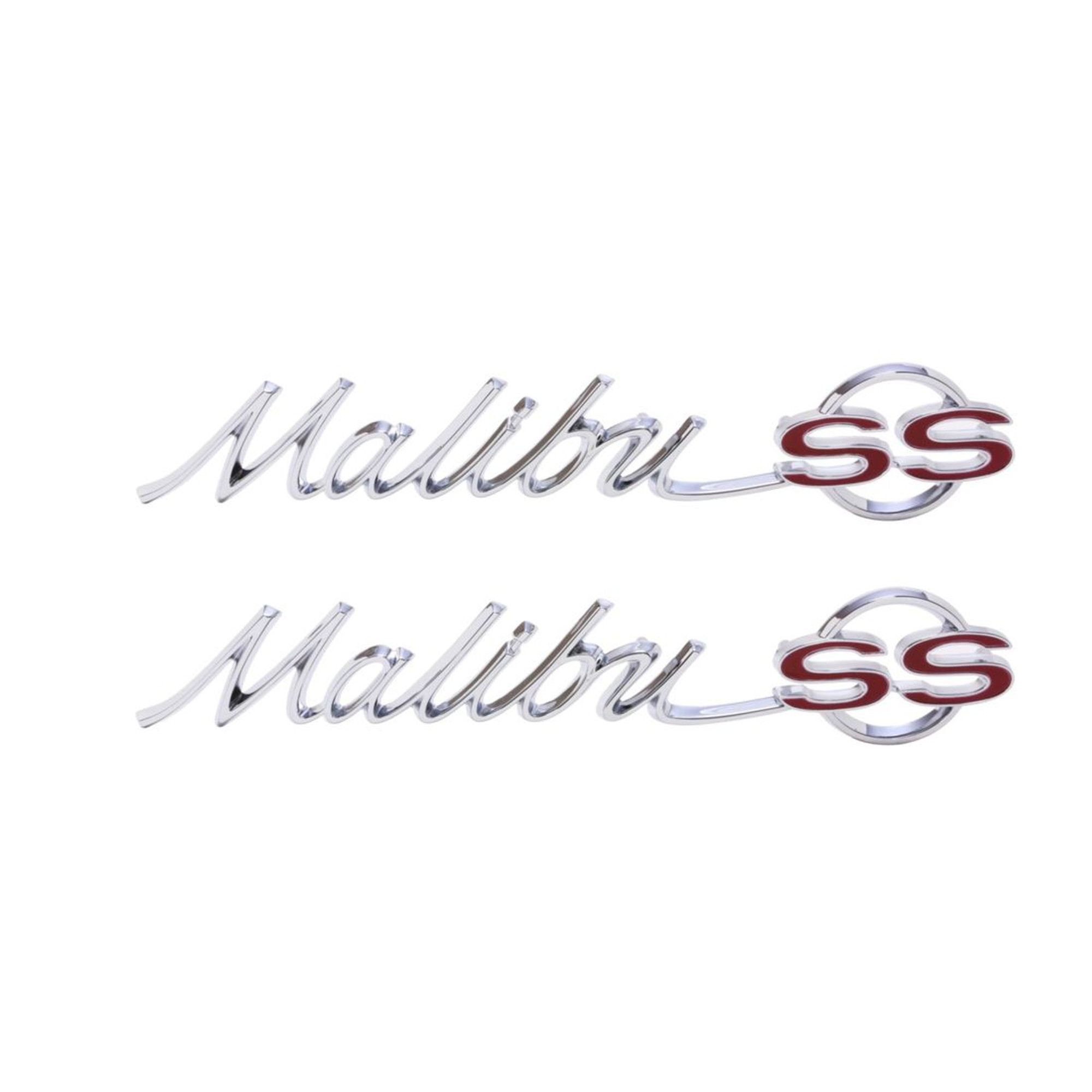 Trim Parts 1965 Chevrolet Chevelle Rear Quarter "Malibu SS" Emblem W/Fasteners, Pair - (4210)