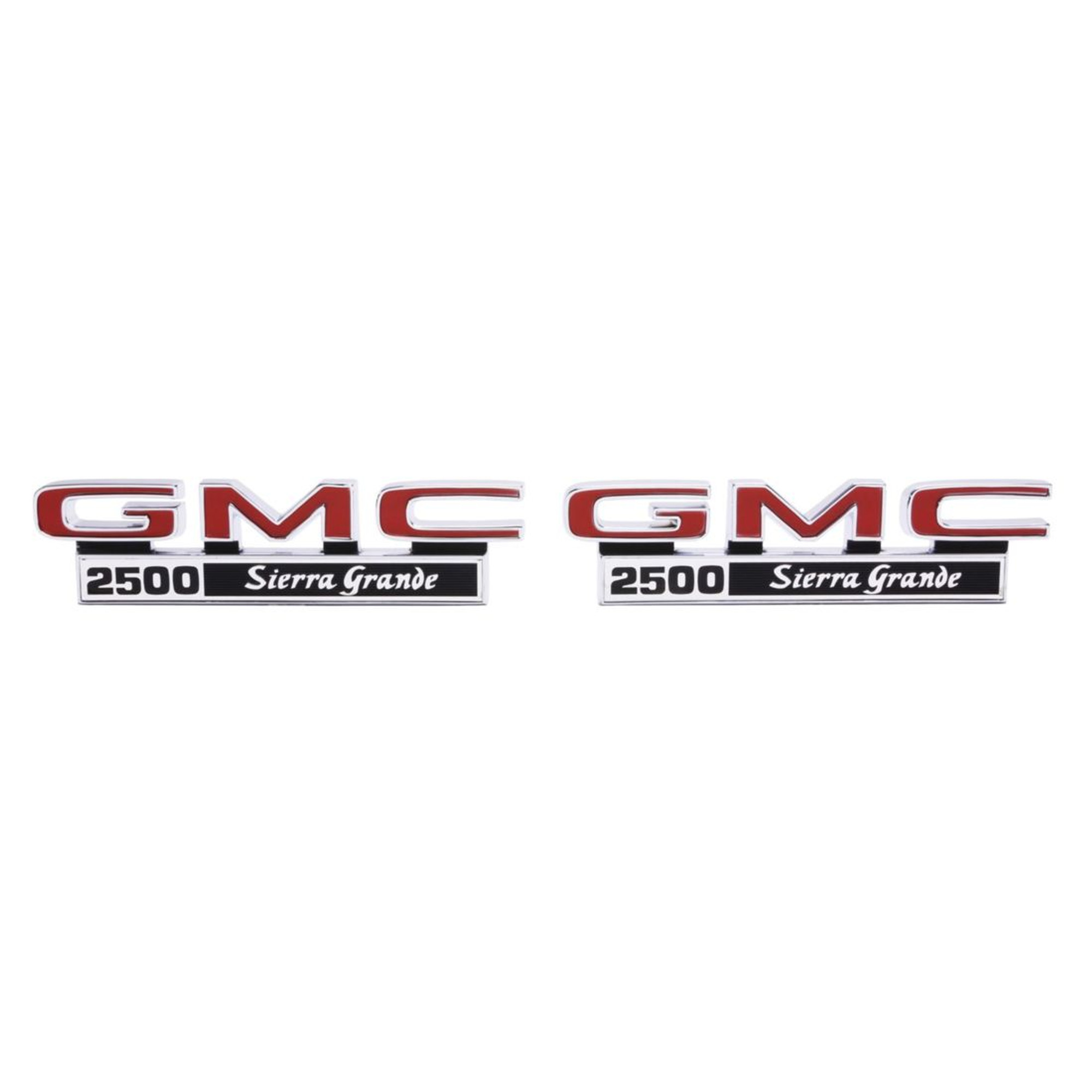 Trim Parts 1971-72 GMC Truck Front Fender “GMC 2500 Sierra Grande” Emblem W/Fasteners, Pair - (9834)