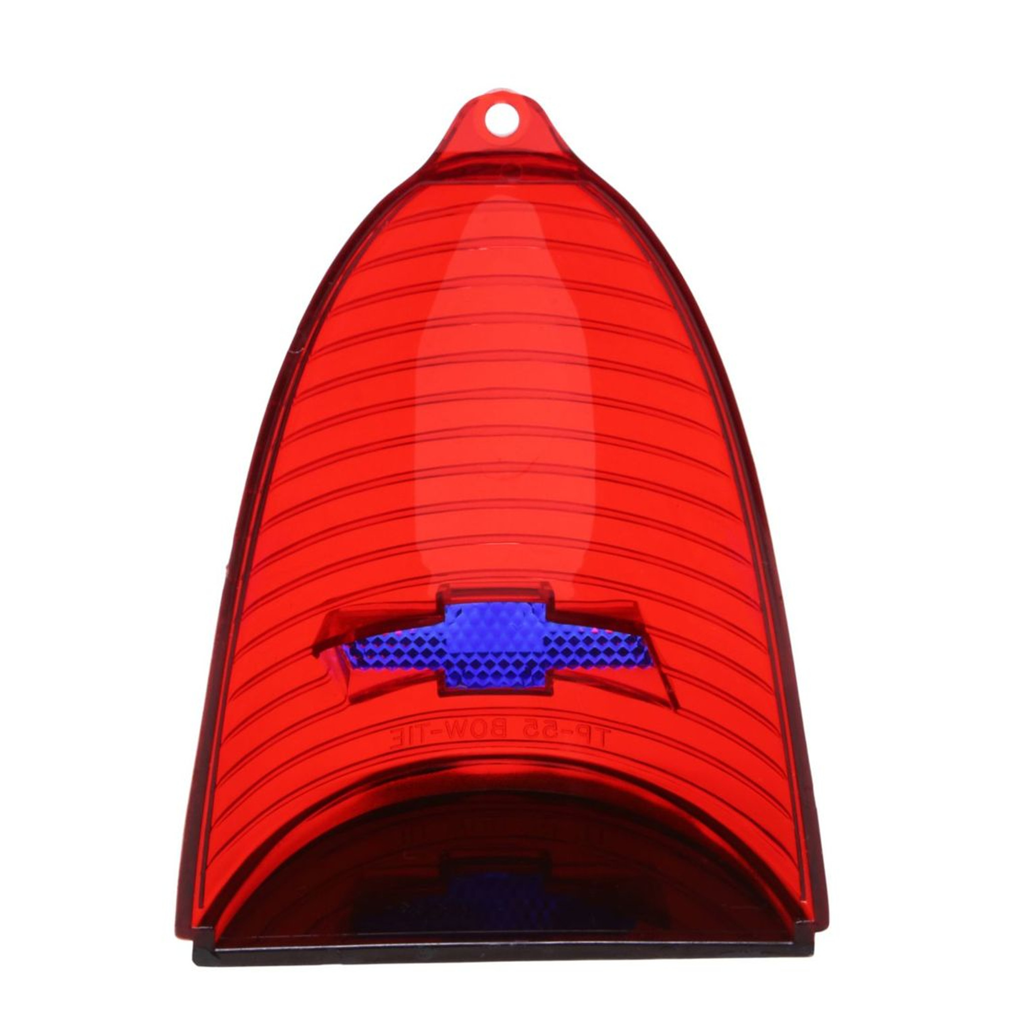 Trim Parts 1955 Chevy Full Size Cars Red Tail Light Lens W/ Blue Bowtie & Chrome Trim, Pair - (A1020B)