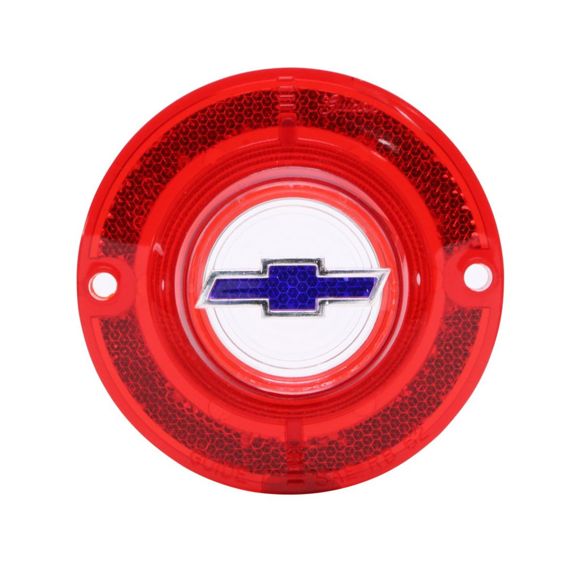 Trim Parts 1962 Chevy Full Size Car Red Back Up Light Lens W/Blue Bowtie & W/O Trim, Each - (A2160F)