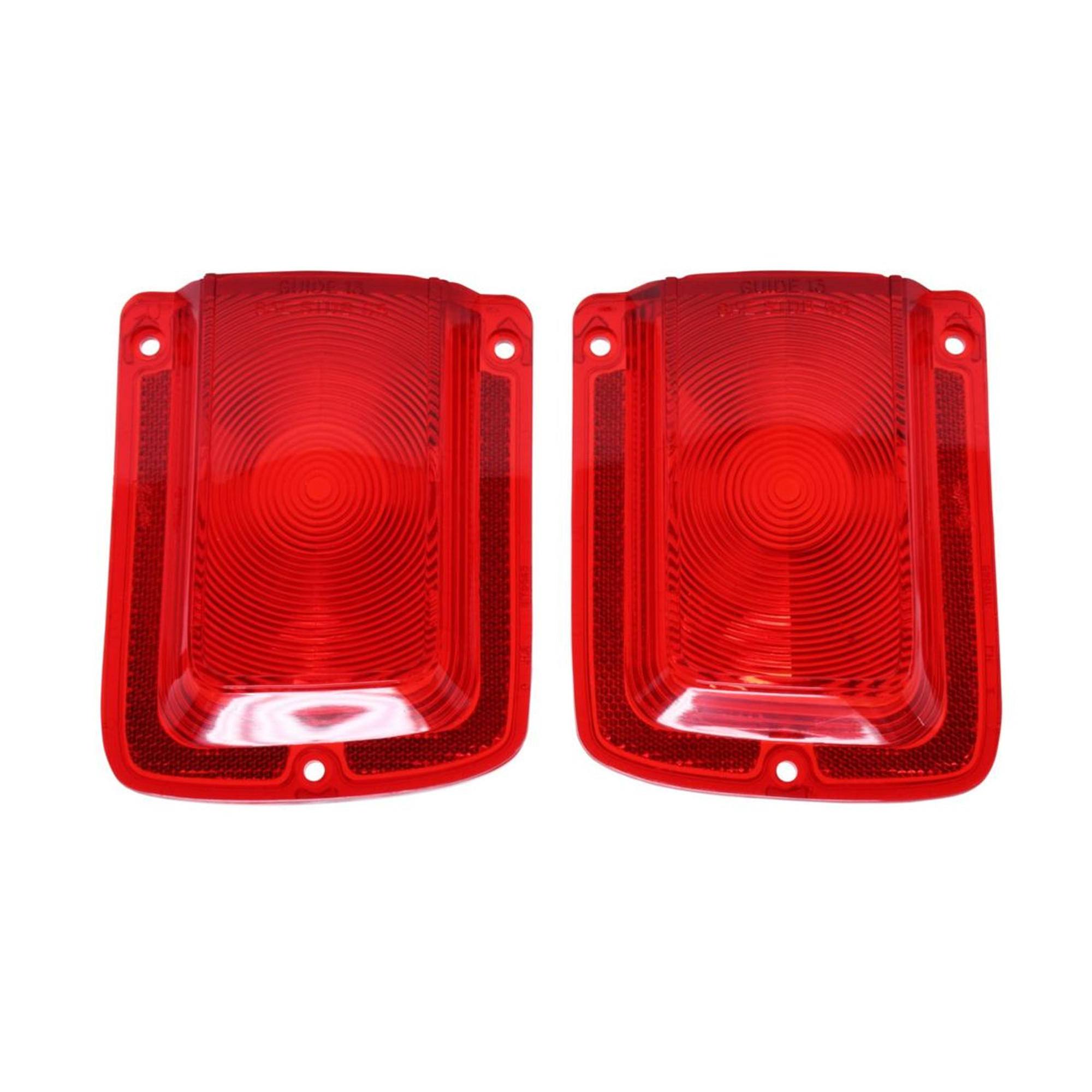 Trim Parts 1965 Chevrolet Chevelle Red Tail Light Lens W/O Chrome Trim, Pair - (A4206)