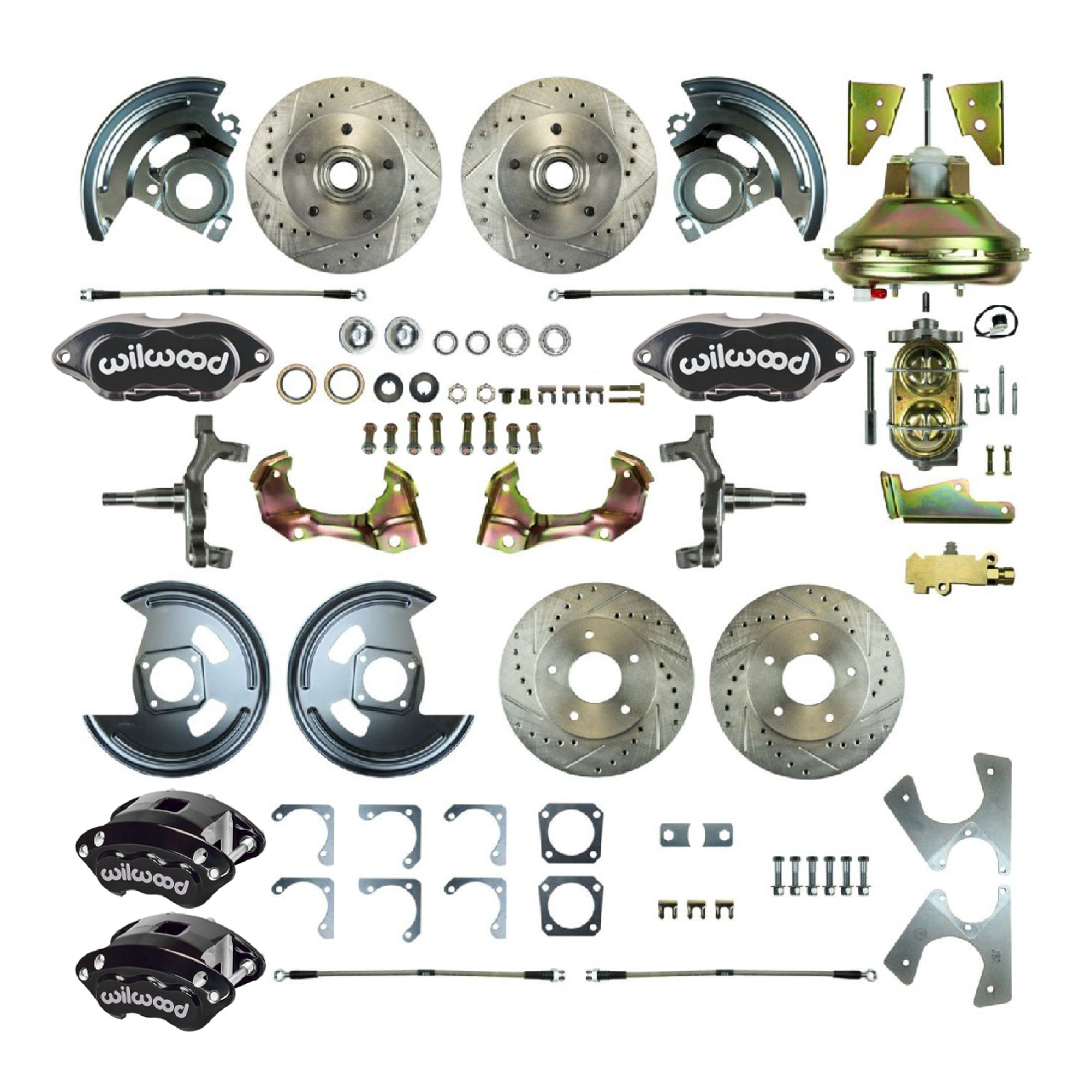 The Right Stuff 67-69 GM F-Body  Non-Staggered 4 Wheel Power 2" Drop Disc Brake Conversion Kit - (AFXDC22D-P)