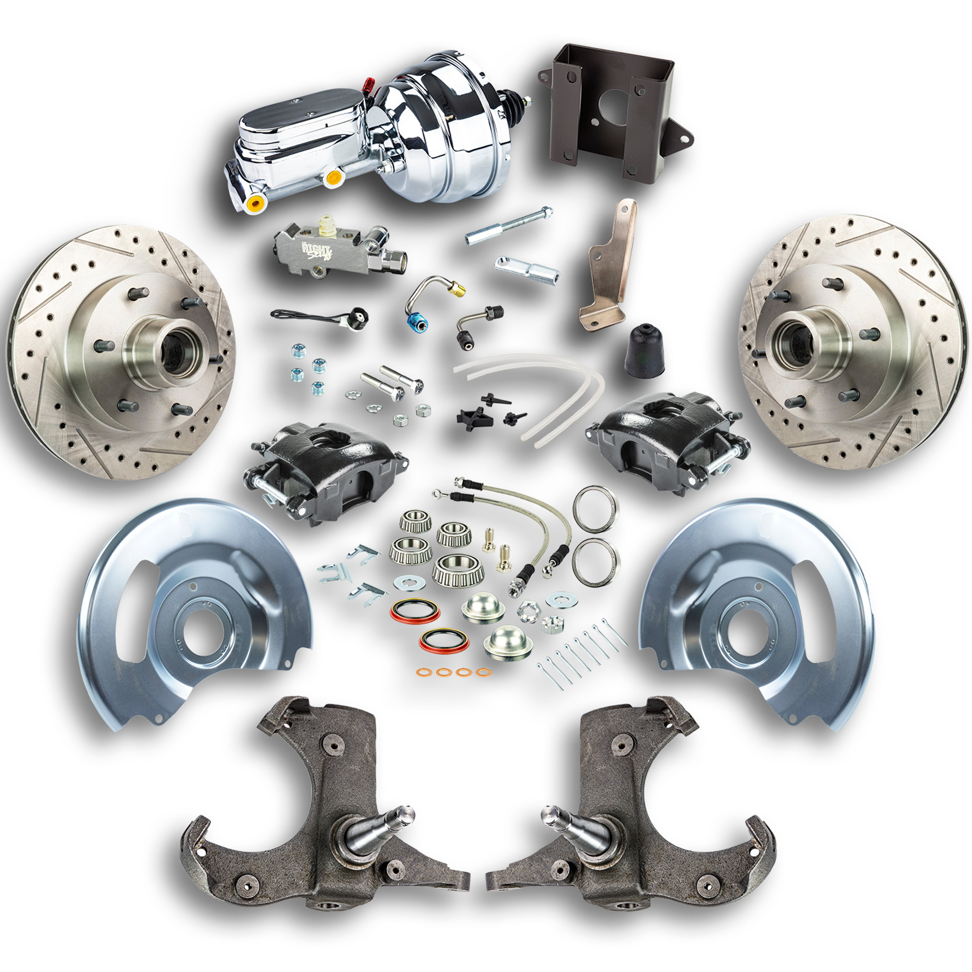 The Right Stuff 60-62 Chevy/GMC Truck/Sub, Pwr Disc Kit w/Black Calipers Chrome Upper, 6x5.5 Bolt Pattern - (TDC6016BX)