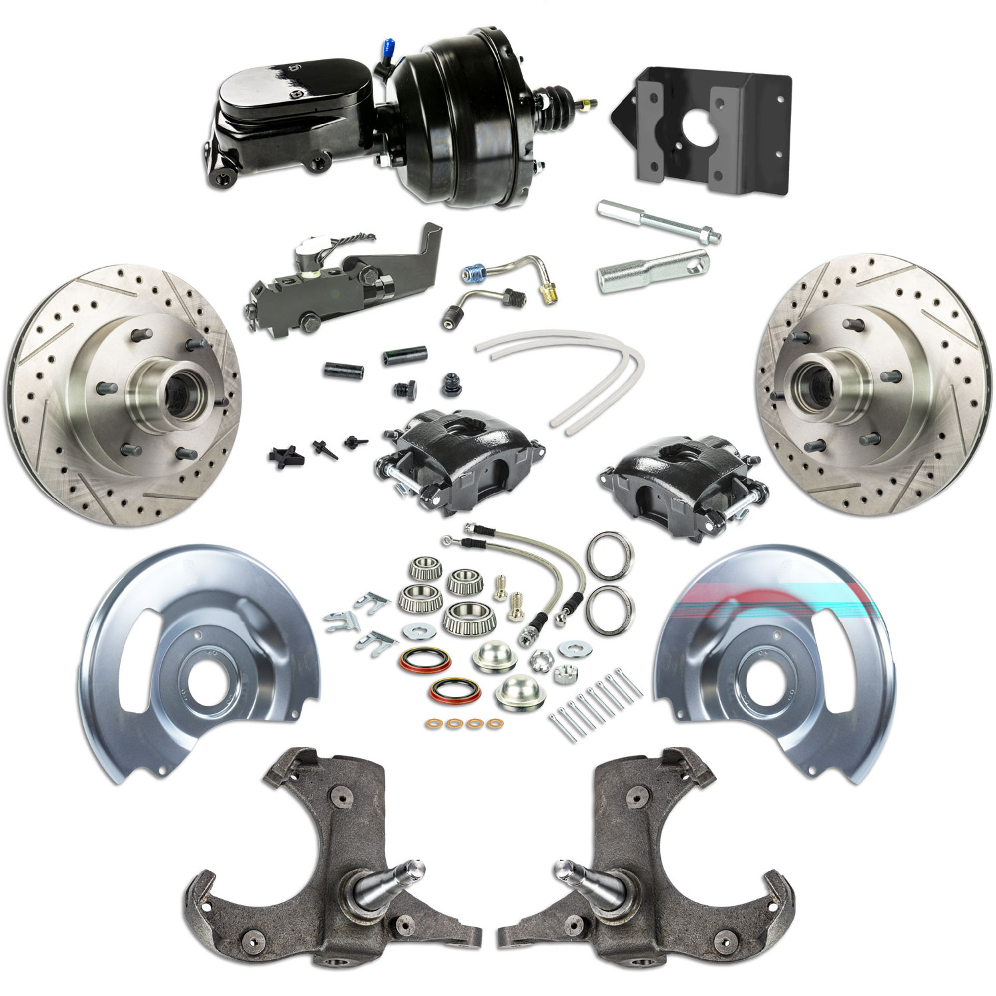 The Right Stuff 60-62 Chevy/GMC Truck/Suburban, Power Front Disc Brake Kit Blk Caliper Blk Upper 6x5.5 Bolt Pattern - (TDC6016BY)