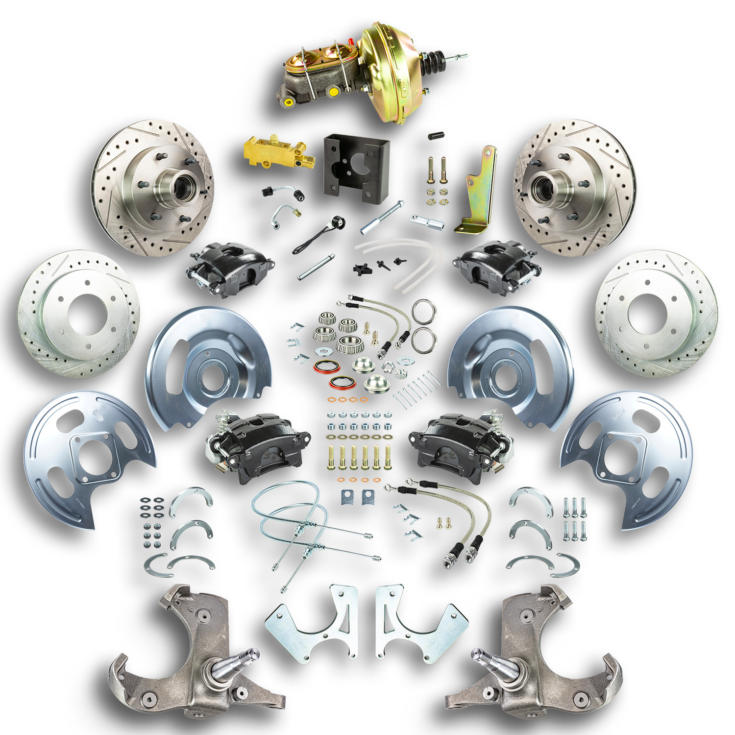 The Right Stuff 63-66 GM C10/C15 Truck/Suburban W/2WD, Pwr 4-Wheel Disc Brake Kit, Blk Caliper 6x5.5 Bolt Pattern - (TDC6356B)