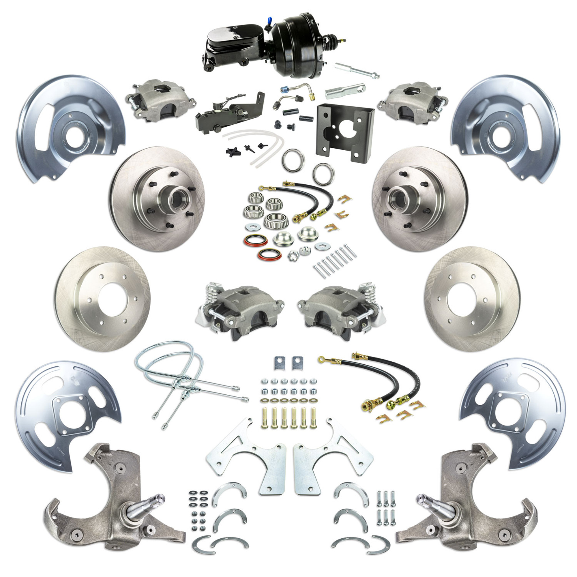 The Right Stuff 63-66 GM C10/C15 Truck/Suburban W/2WD, Power 4-Wheel Disc Brake Kit Blk Upper 6x5.5 Bolt Pattern - (TDC6356Y)