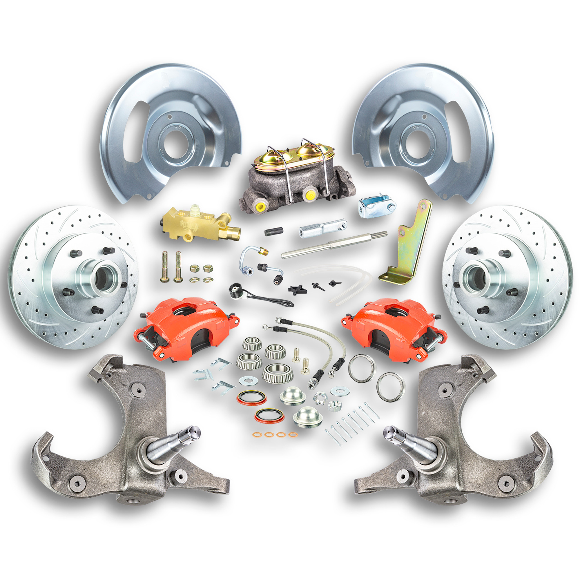The Right Stuff 1963-1970 Chevy/GMC Truck/Suburban, Manual Front Disc Brake Kit w/Red Calipers - (TSD6315Z)