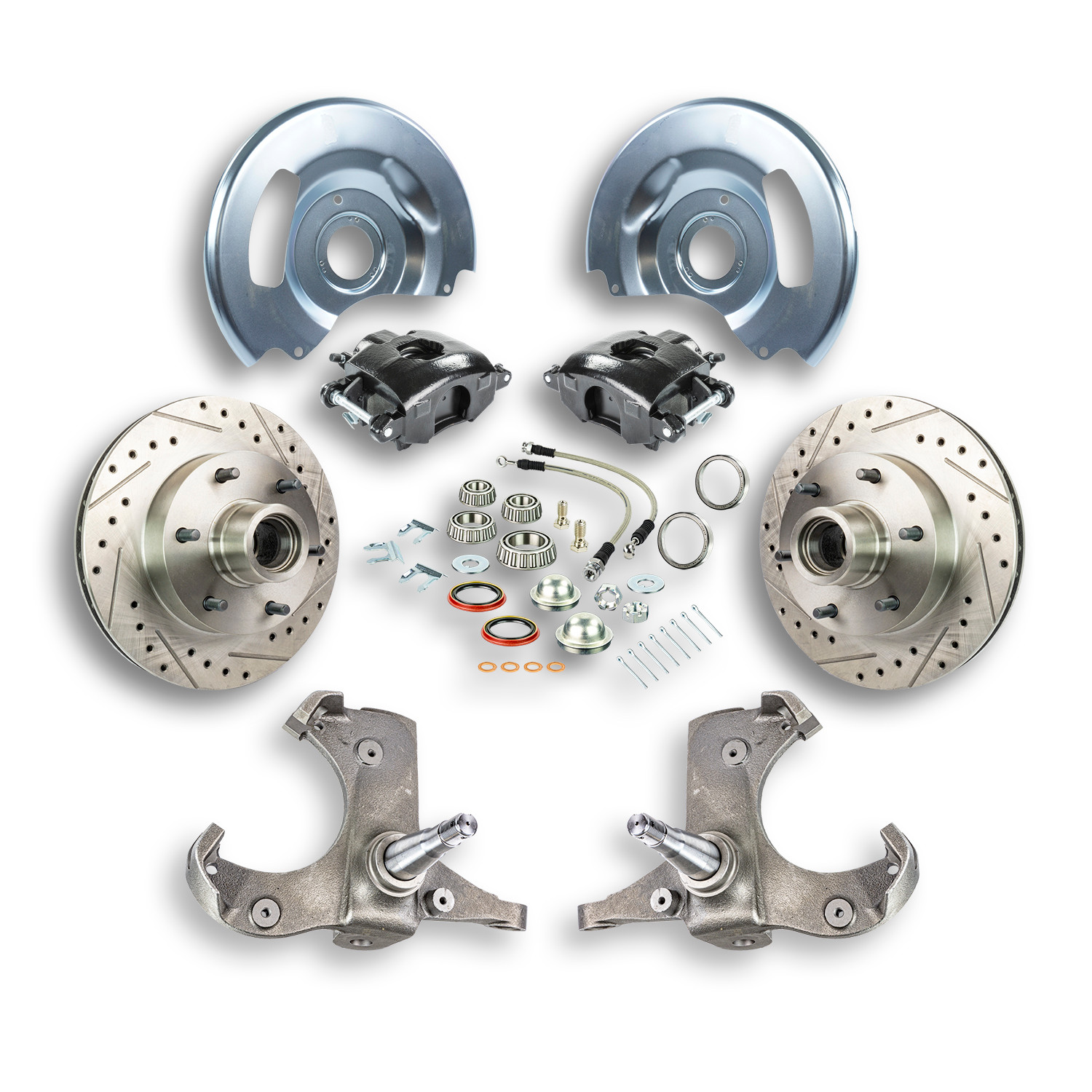 The Right Stuff 63-70 GM Truck/Suburban, 2WD, "At The Wheel" Disc conversion Kit Blk Calipers - (TWK6316B)