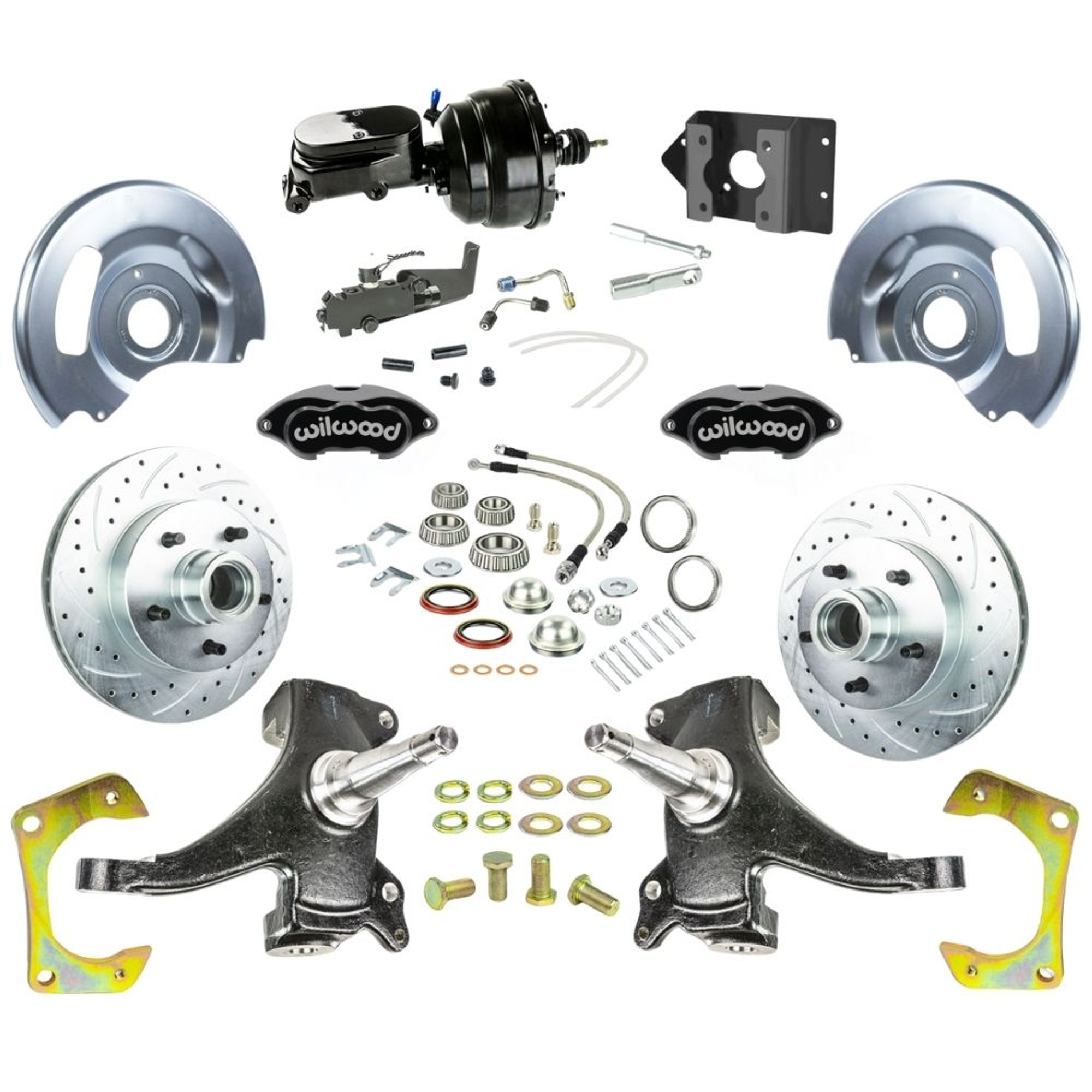 The Right Stuff 1960-62 GM Truck 2" Drop Power Fnt Disc Brake Conversion, Black Wilwood Calipers - (TDC6015DBYP)