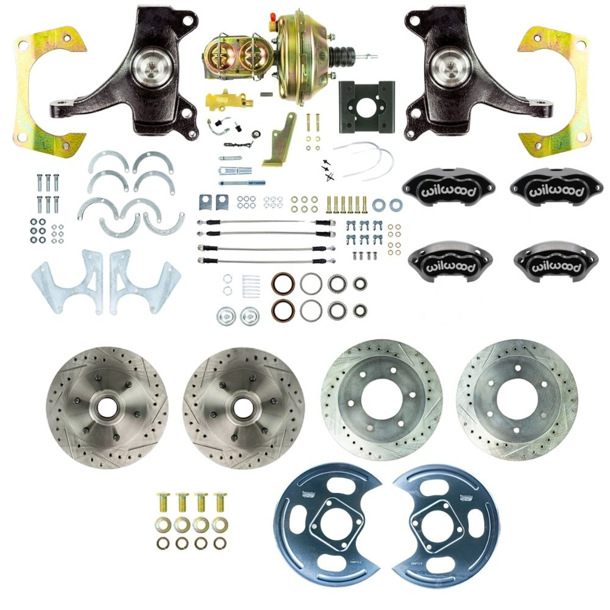 The Right Stuff 1963-66 GM C10/C15 Truck 2" Drop, Power 4-Wheel Disc Kit, Black Wilwood Calipers - (TDC6356DBP)
