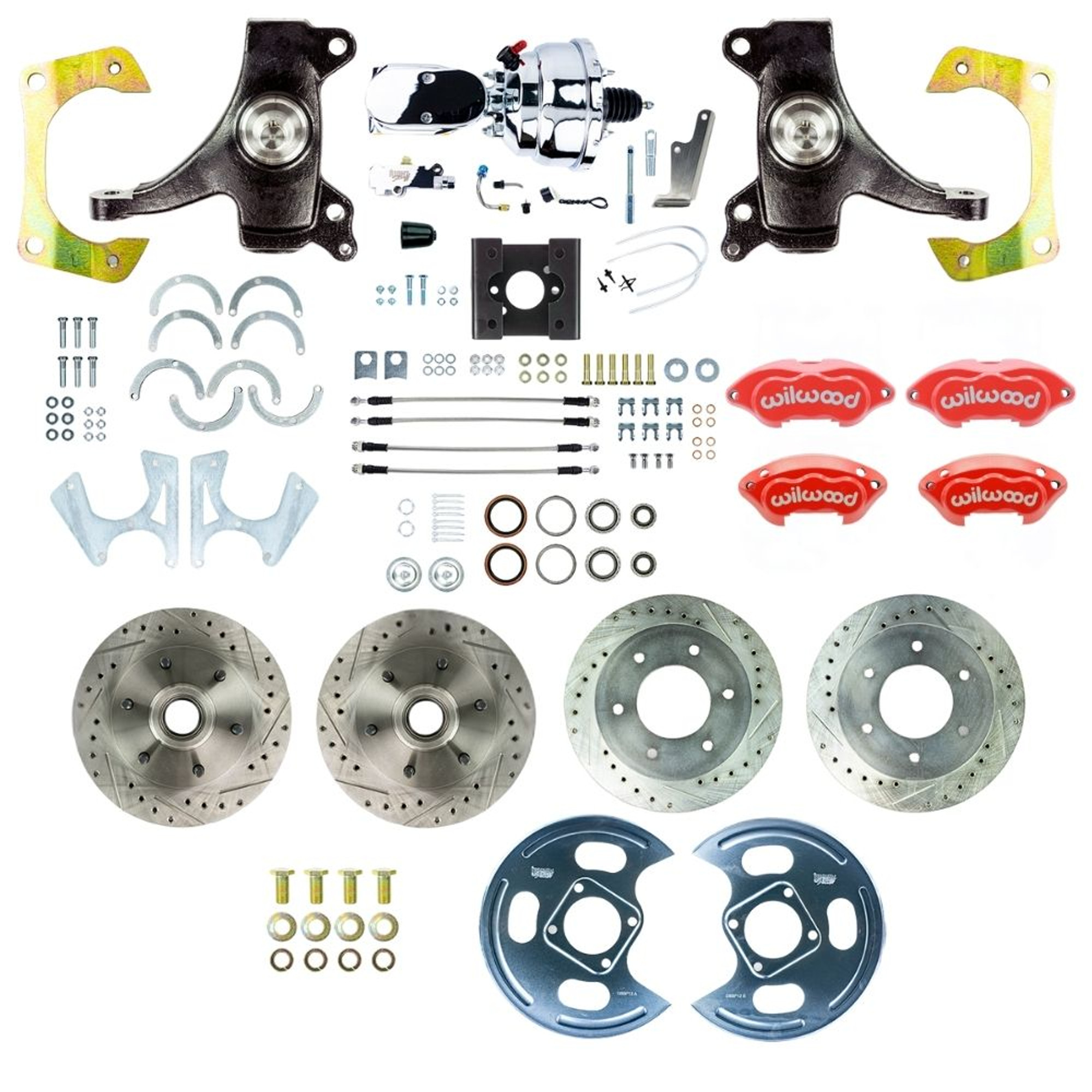 The Right Stuff 63-66 GM C10/15 Truck 2WD, 2" Drop Power 4-Wheel Disc, Red Wilwood Calipers - (TDC6356DZXP)
