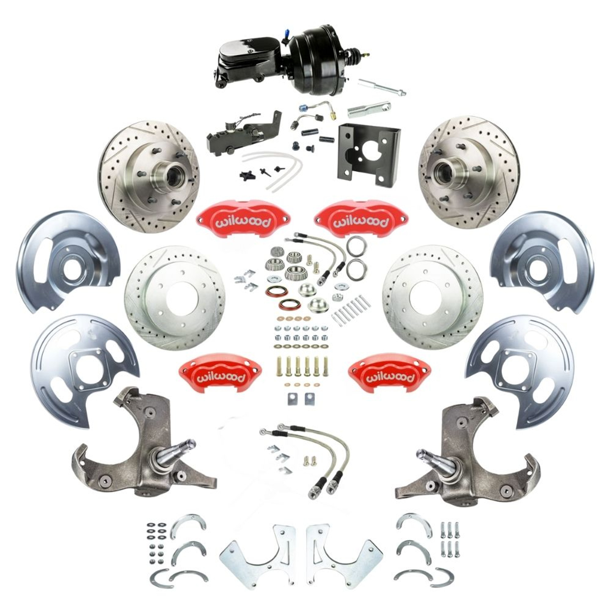 The Right Stuff 1963-66 GM C10/15 Truck/Sub w/2WD, Power 4-Wheel Disc Brake Red Wilwood Calipers - (TDC6356ZYP)