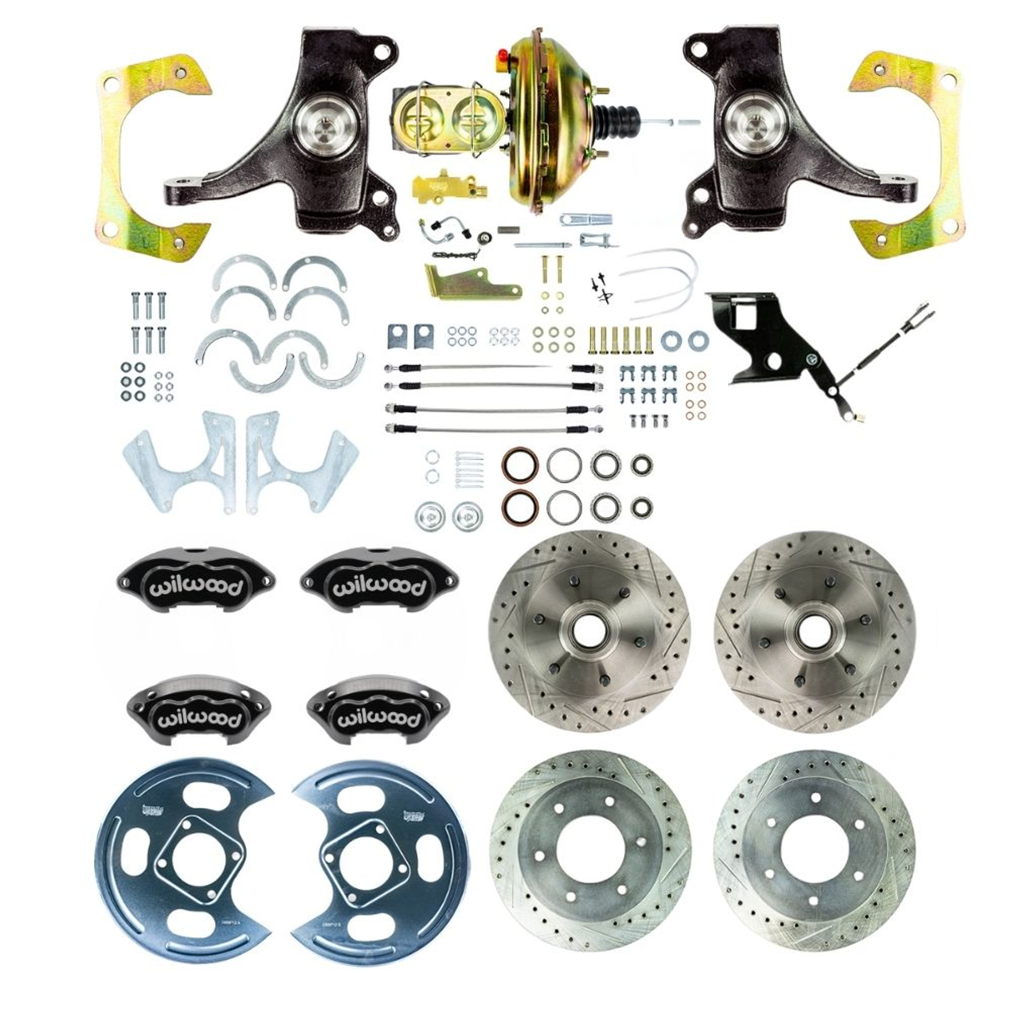 The Right Stuff 1967-70 GM C10/C15 Truck 2" Drop, Power 4-Wheel Disc Kit, Black Wilwood Calipers - (TDC6756DBP)