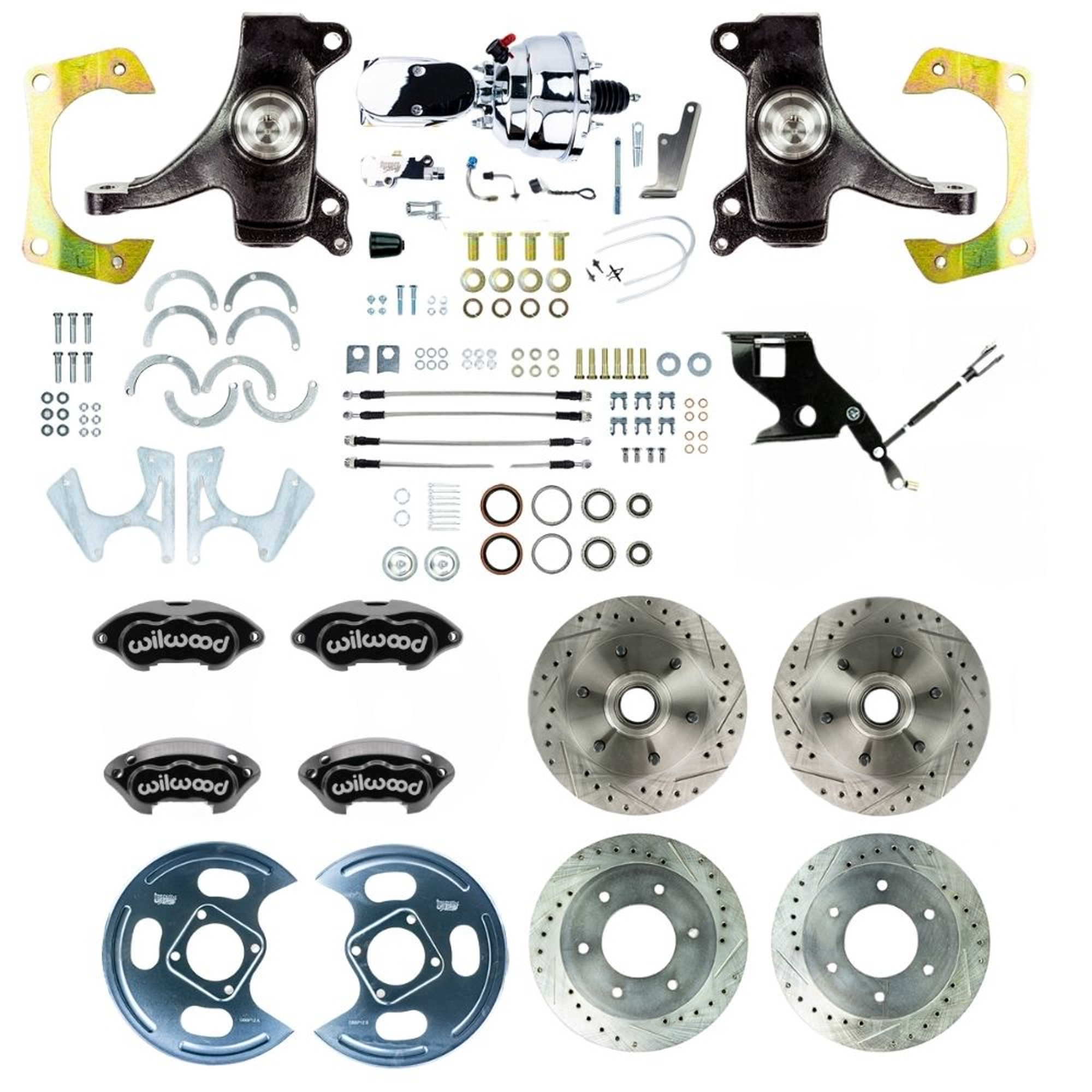 The Right Stuff 1967-70 GM C10/15 Truck 2WD, 2" Drop Power 4-Wheel Disc, Black Wilwood Calipers - (TDC6756DBXP)