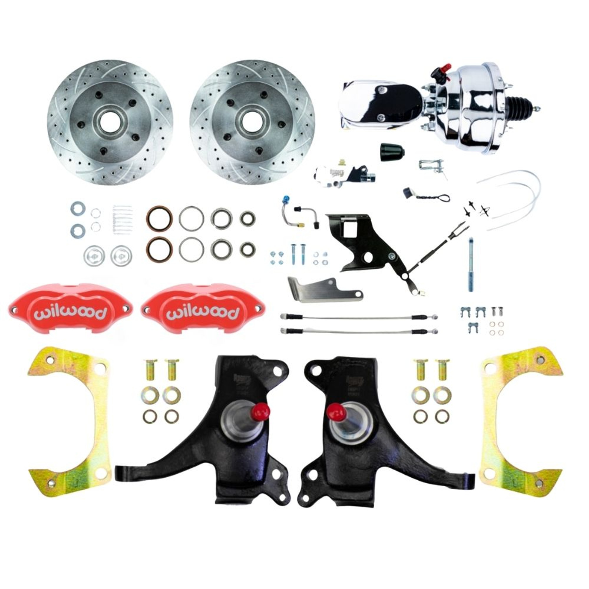 The Right Stuff 71-72 GM C10/15 Truck/Sub, 2" Drop, Power Front Disc Kit, Red Wilwood Calipers - (TDC7125DZXP)