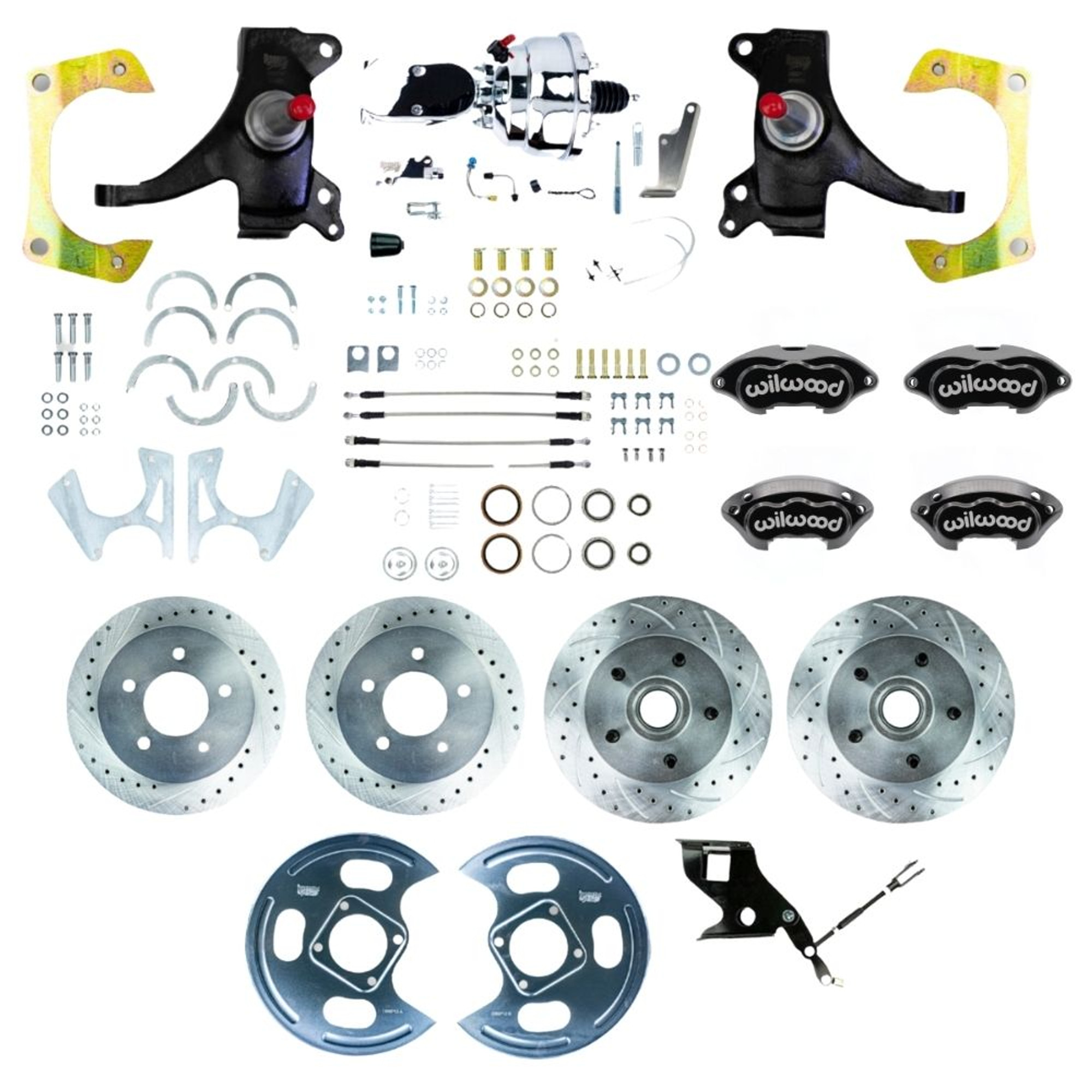 The Right Stuff 71-72 GM C10 Truck 2"Drop Power 4-Wheel Disc Black Wilwood Calipers Chrome Upper - (TDC7155DBXP)