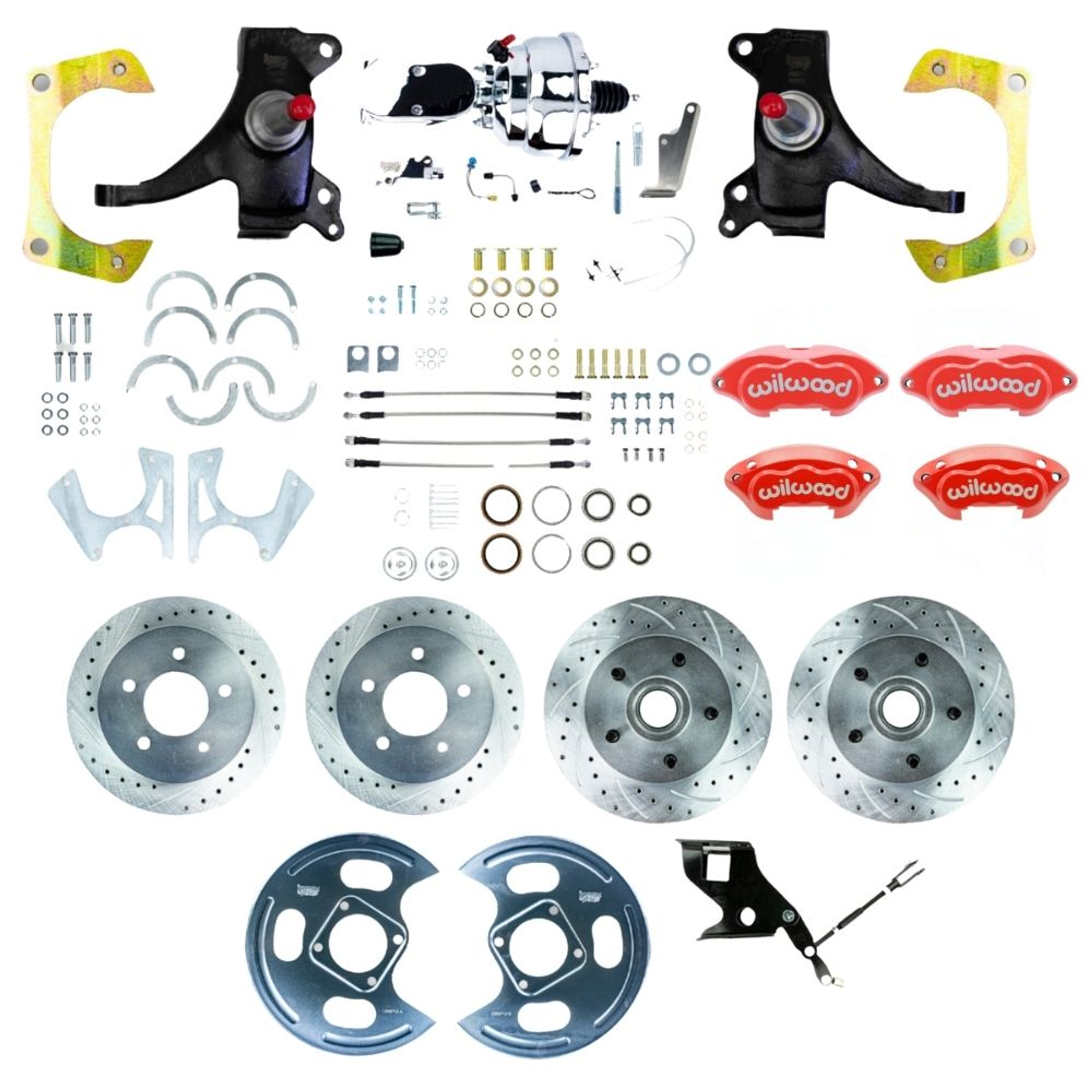 The Right Stuff 71-72 GM C10 Truck 2" Drop Power 4-Wheel Disc Red Wilwood Calipers Chrome Upper - (TDC7155DZXP)