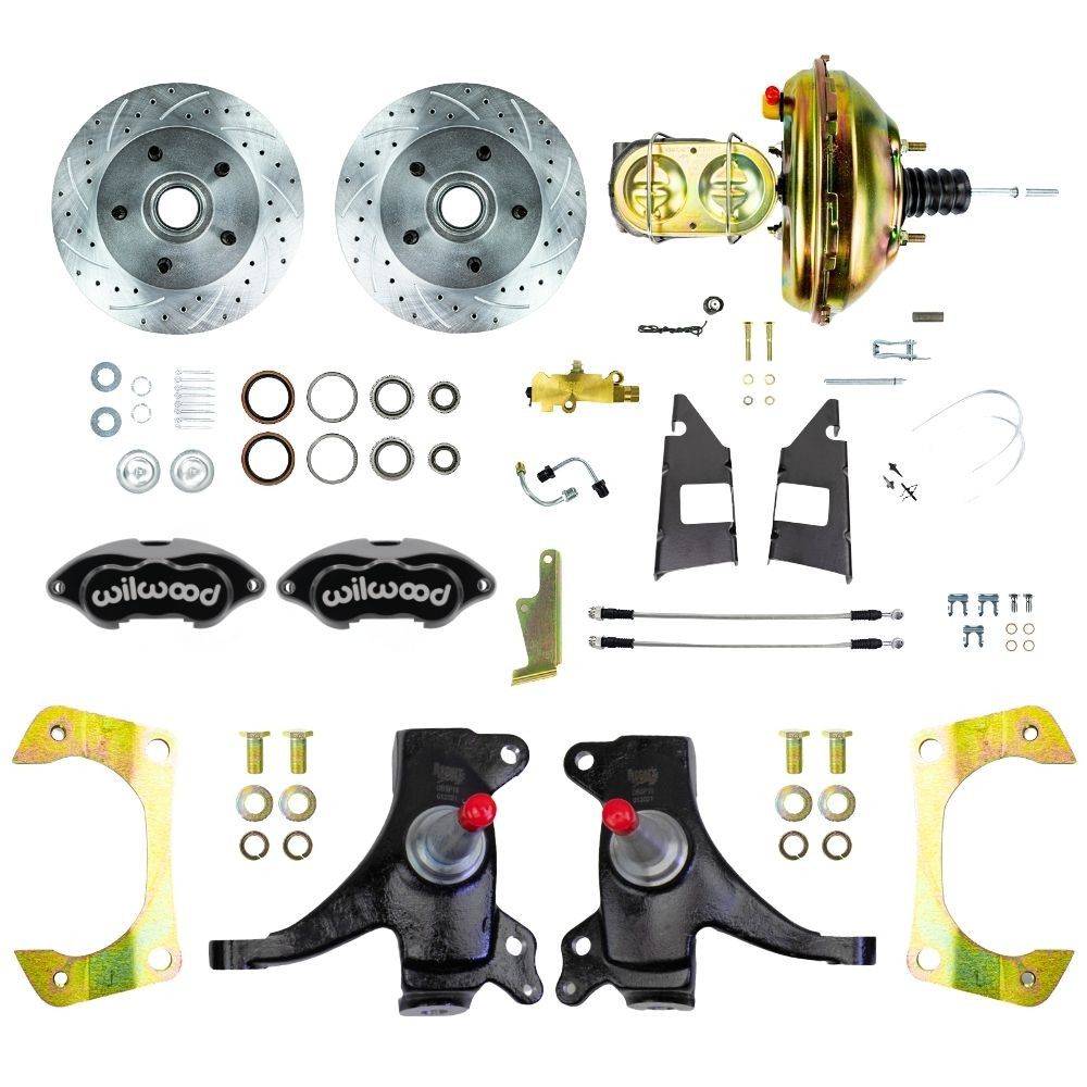 The Right Stuff 73-87 GM C10 Truck/Sub 2" Drop Power Front Disc Brake Kit Black Wilwood Calipers - (TDC7325DBP)