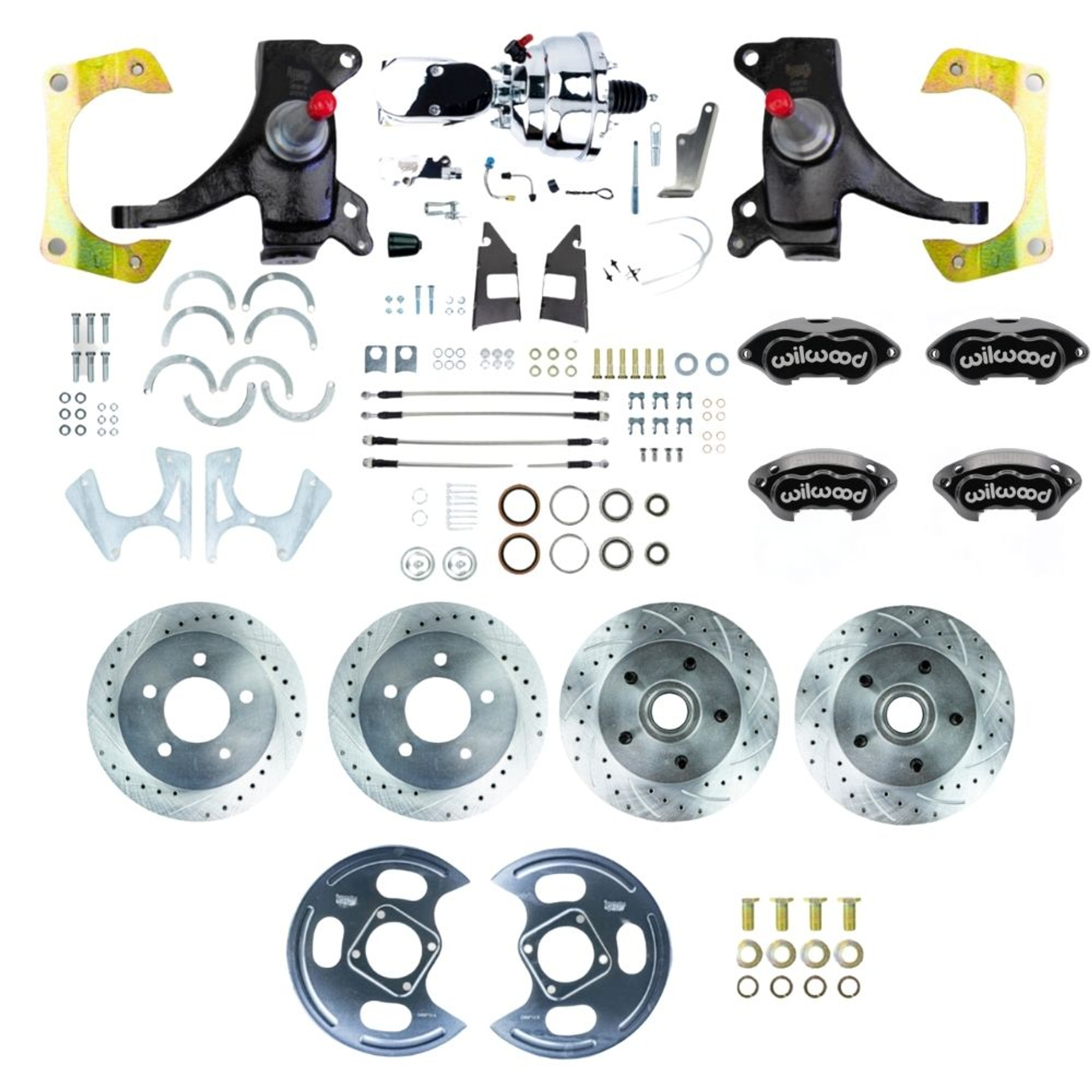 The Right Stuff 73-87 GM C10 Truck 2" Drop Pwr 4-Wheel Disc Black Wilwood Calipers Chrome Upper - (TDC7355DBXP)