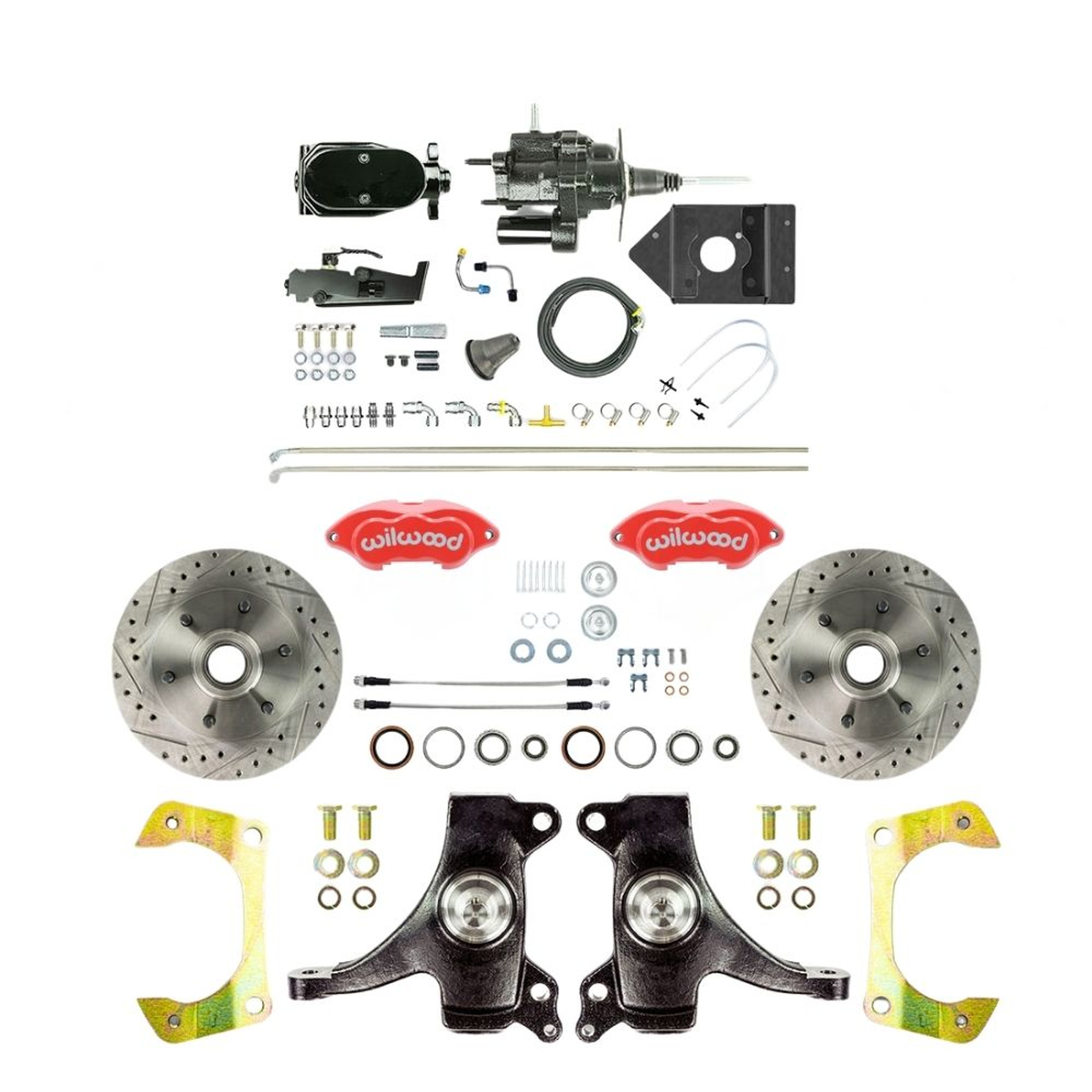 The Right Stuff 60-62 GM Truck 2" Drop, Hydraulic Assist Front Disc Brakes, Red Wilwood Calipers - (THB6016DZYP)