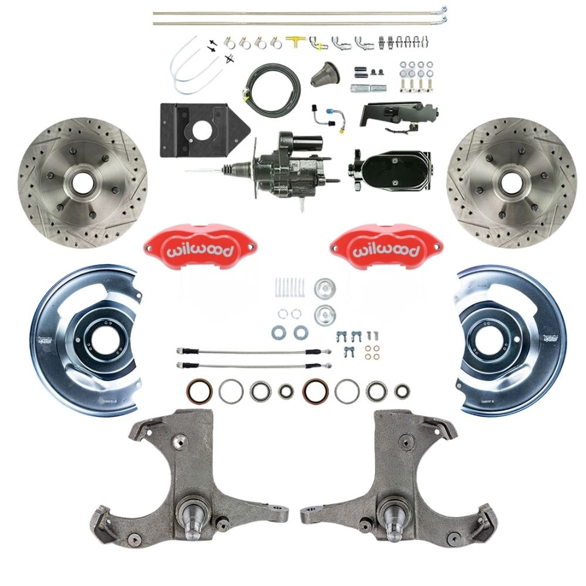 The Right Stuff 1960-62 GM Truck/Sub, Hydraulic Assist Front Disc Brake Kit Red Wilwood Calipers - (THB6016ZYP)