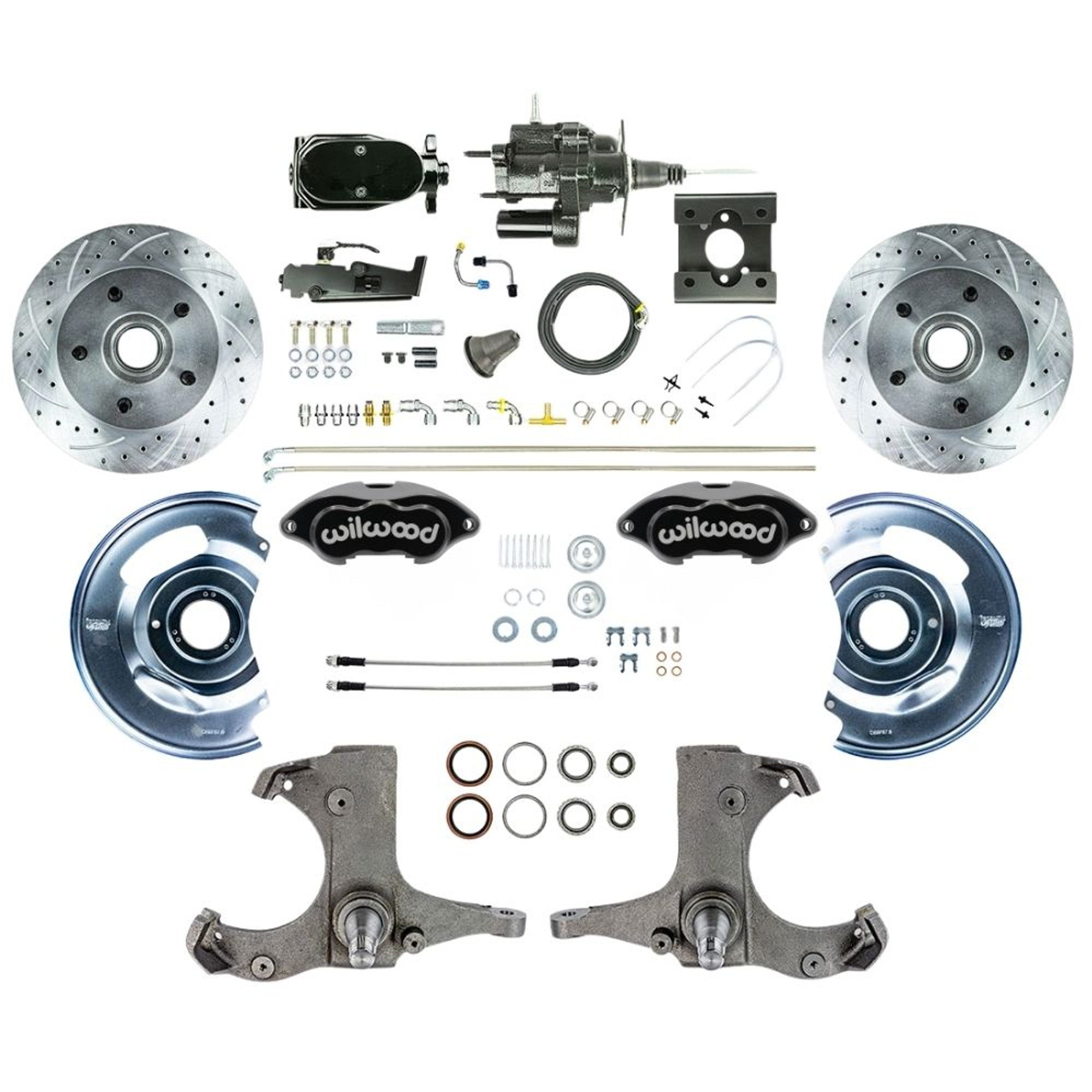 The Right Stuff 63-66 GM Truck Black Hydraulic Brake Assist Front Disc Conv Blk Wilwood Calipers - (THB6325BYP)