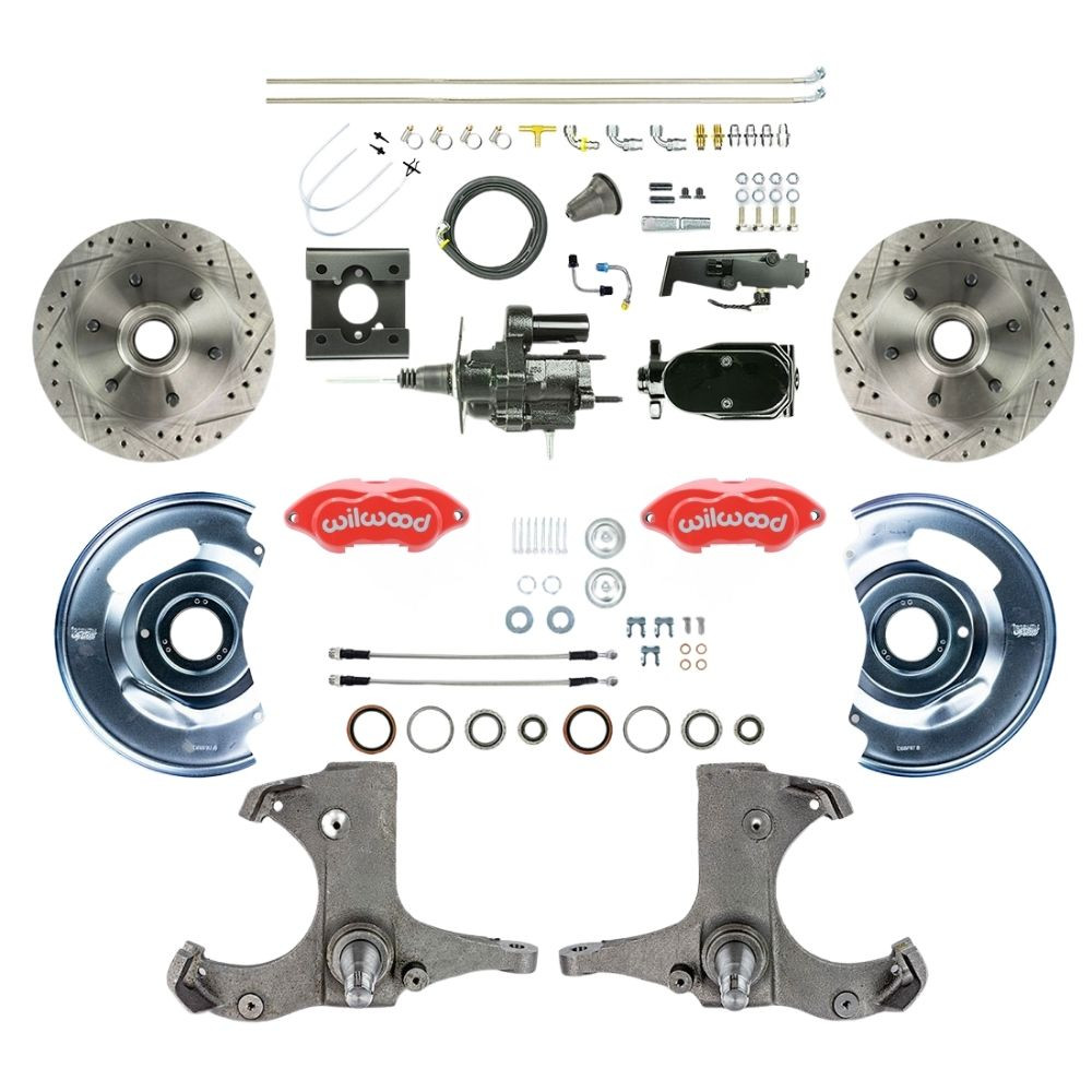 The Right Stuff 1963-66 GM Truck/Sub Black Hydraulic Brake Assist Disc Conv Red Wilwood Calipers - (THB6326ZYP)