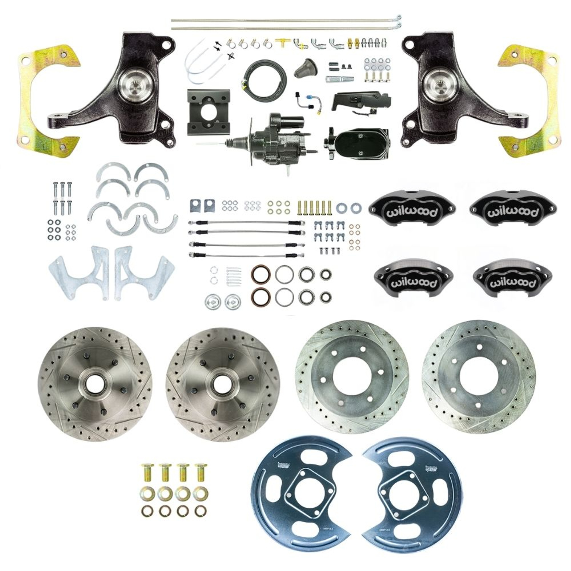 The Right Stuff 1963-66 GM Truck 2" Drop Hydraulic Assist 4-Wheel Disc, Black Wilwood Calipers - (THB6356DBYP)