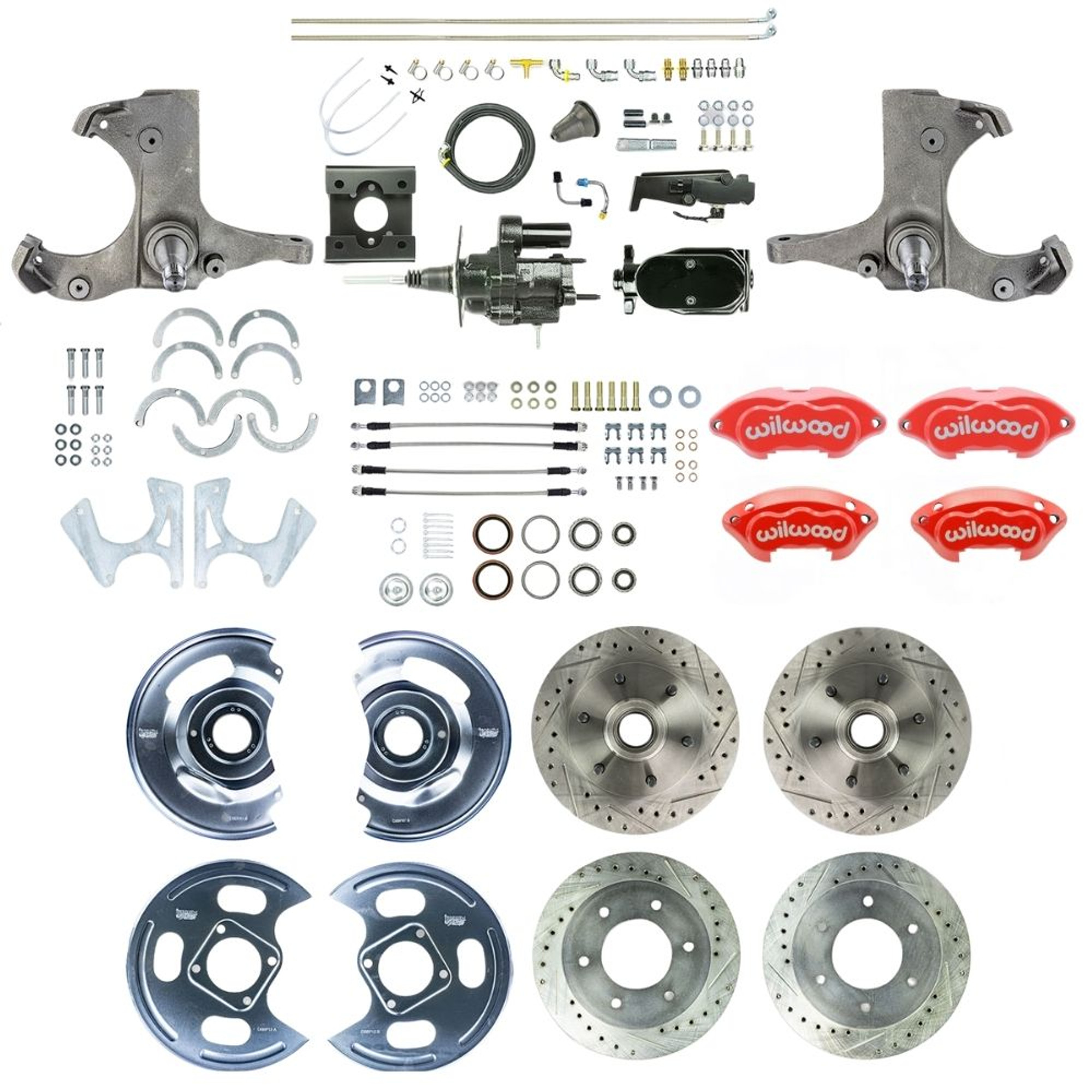 The Right Stuff 1963-66 GM Truck 2WD, Hydraulic Assist 4-Wheel Disc Brake Red Wilwood Calipers - (THB6356ZYP)