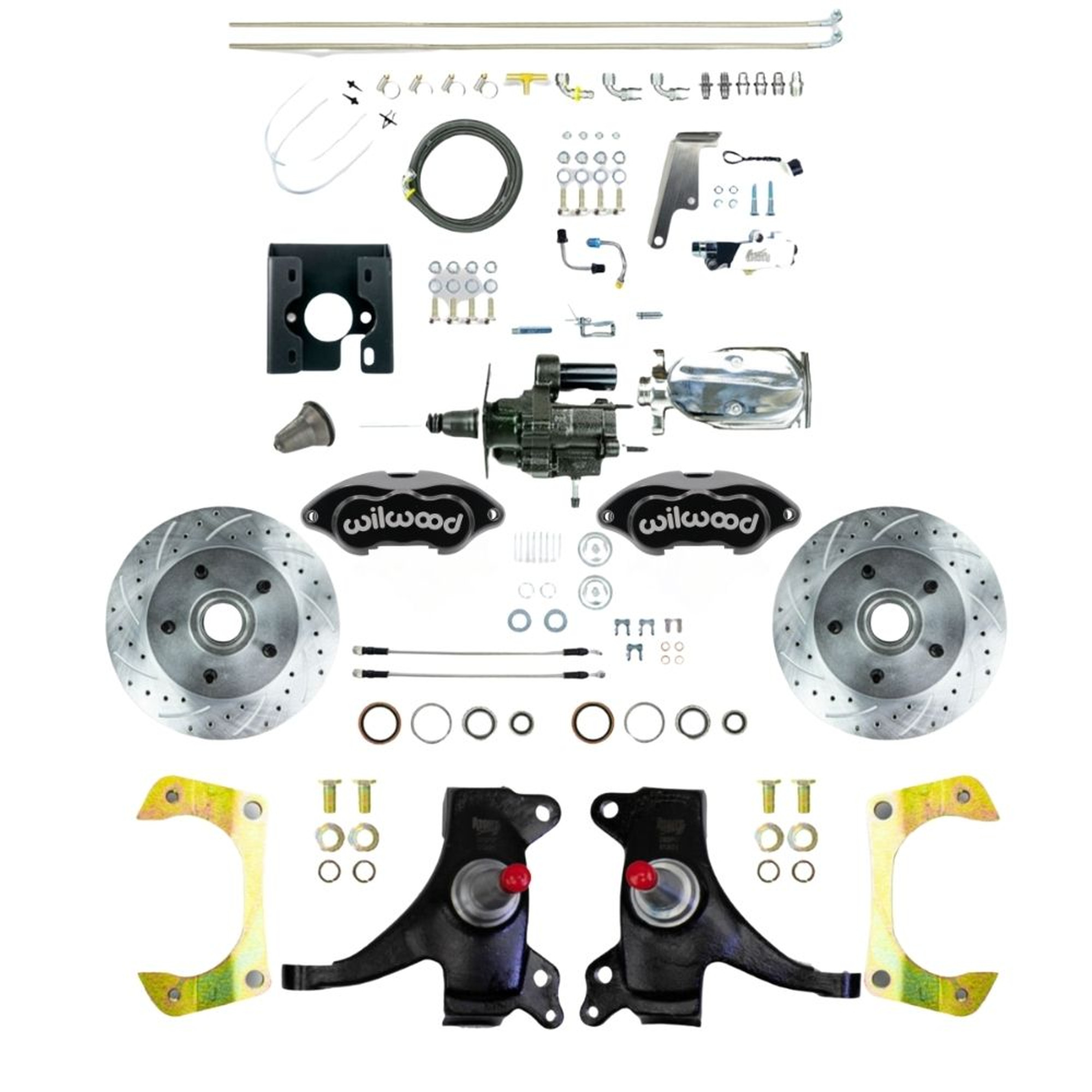 The Right Stuff 71-72 GM C10 Truck 2" Drop Chrome Hydraulic Assist Disc, Black Wilwood Calipers - (THB7125DBXP)