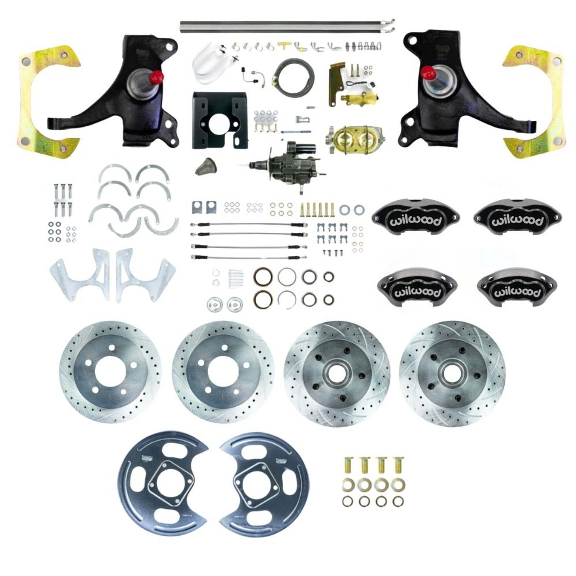 The Right Stuff 71-72 C10 Truck 2" Drop Hydraulic Assist 4-Wheel Disc Kit Black Wilwood Calipers - (THB7155DBP)