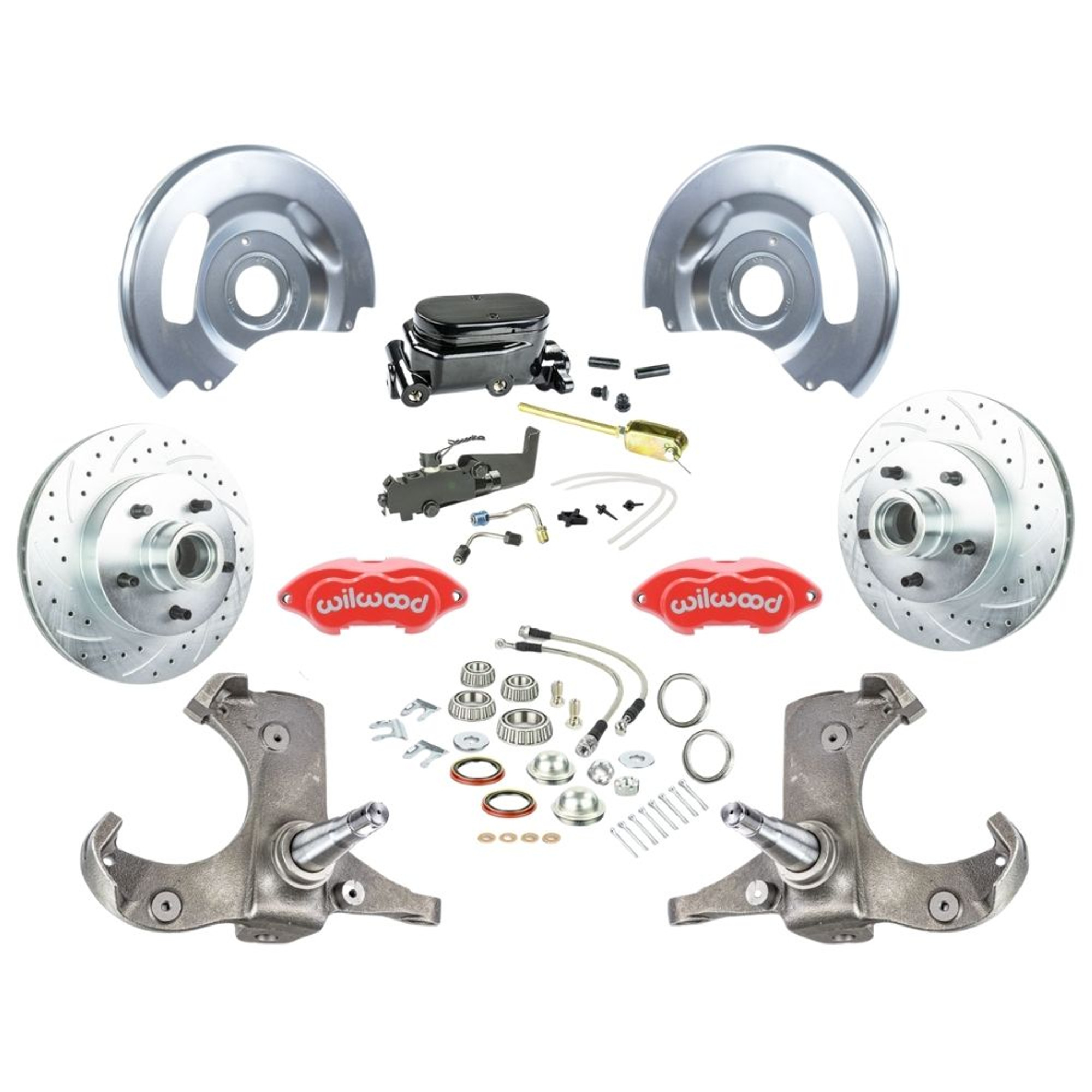 The Right Stuff 63-70 Chevy/GMC Truck/Sub Std Front Disc Brake Kit, Red Wilwood Calipers, 5 Lug - (TSD6315ZYP)