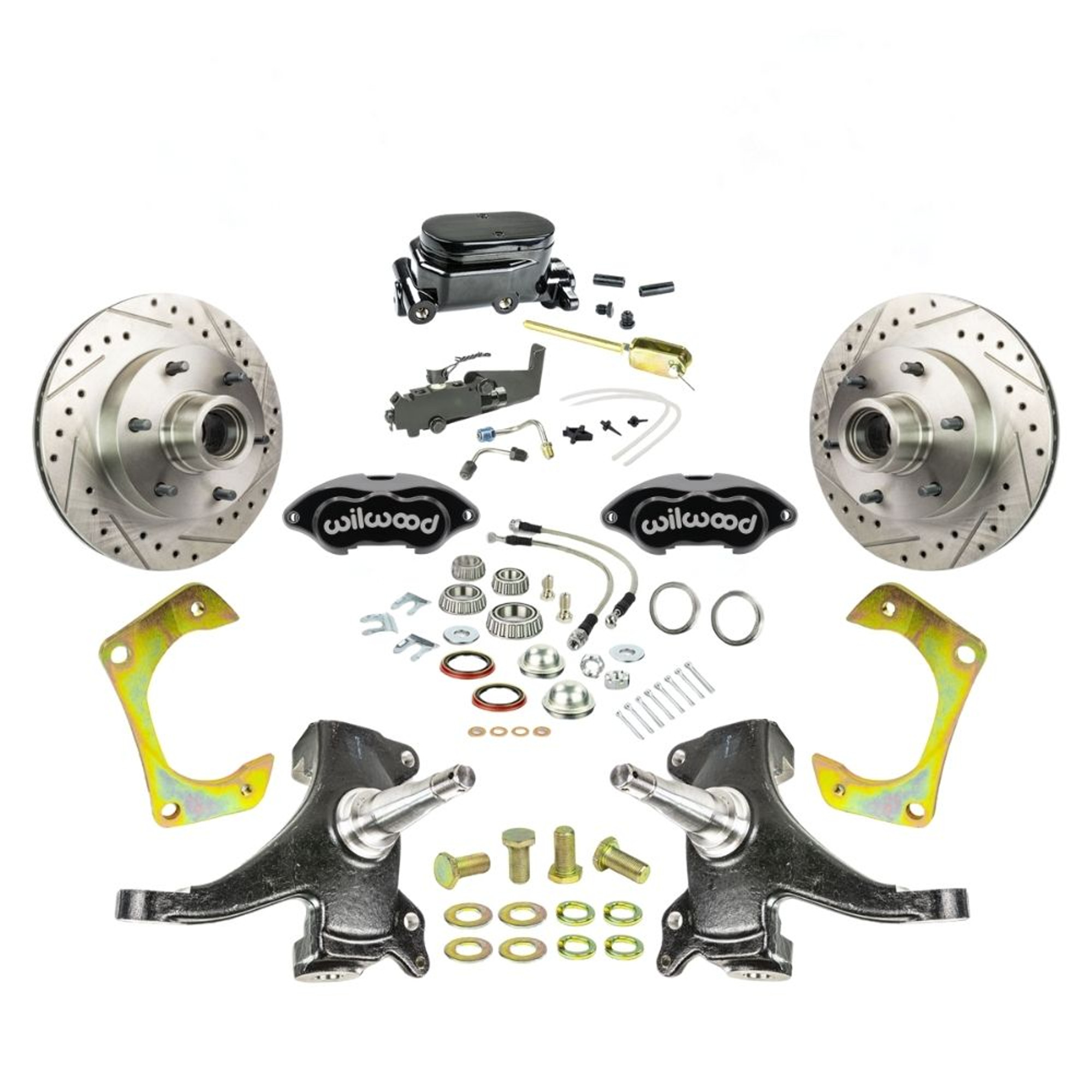 The Right Stuff 63-70 GM Truck/Sub, 2" Drop Std Front Disc Brake Kit, Blk Wilwood Calipers 6 Lug - (TSD6316DBYP)