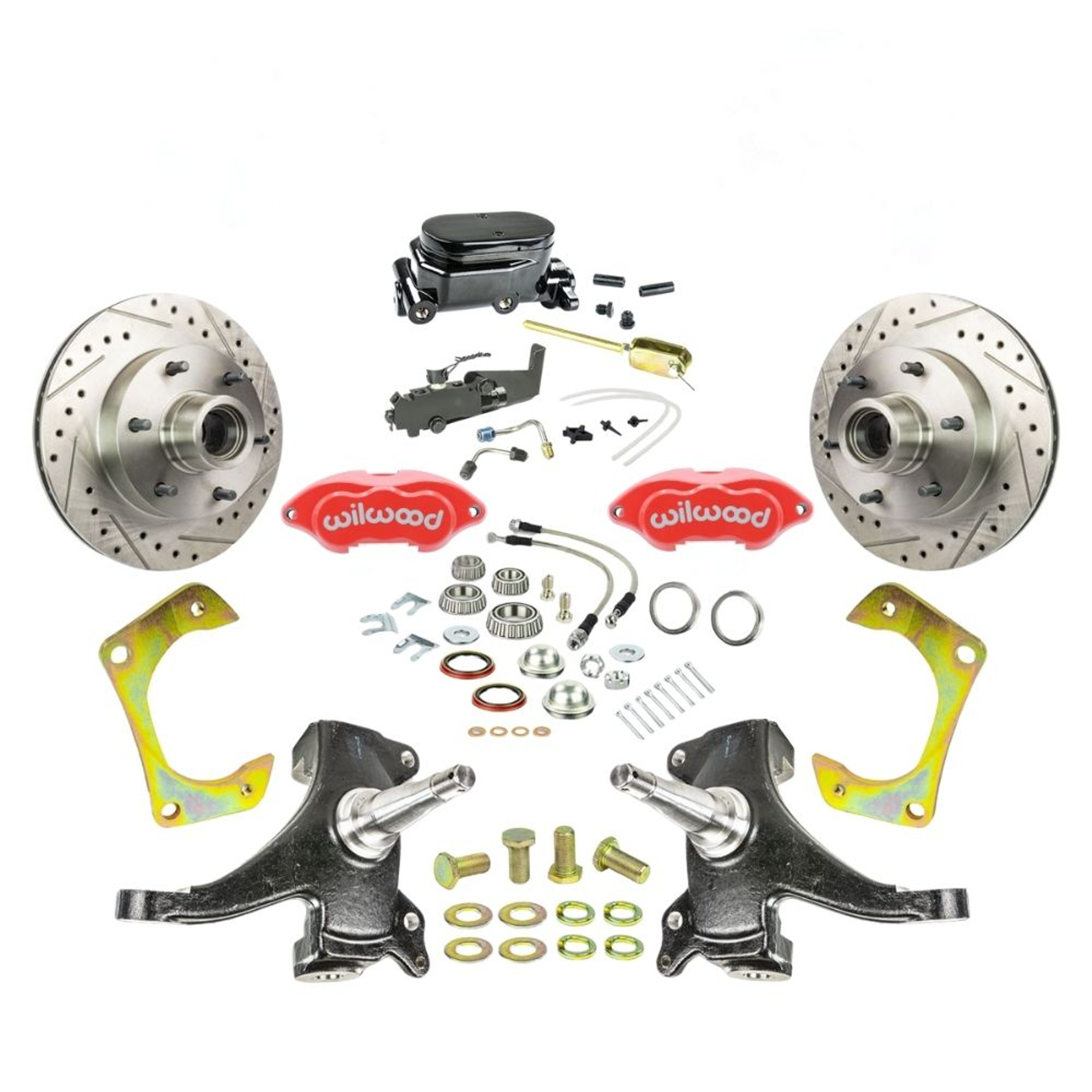 The Right Stuff 63-70 GM Truck/Sub, 2" Drop Std Front Disc Brake Kit, Blk Wilwood Calipers 6 Lug - (TSD6316DZYP)