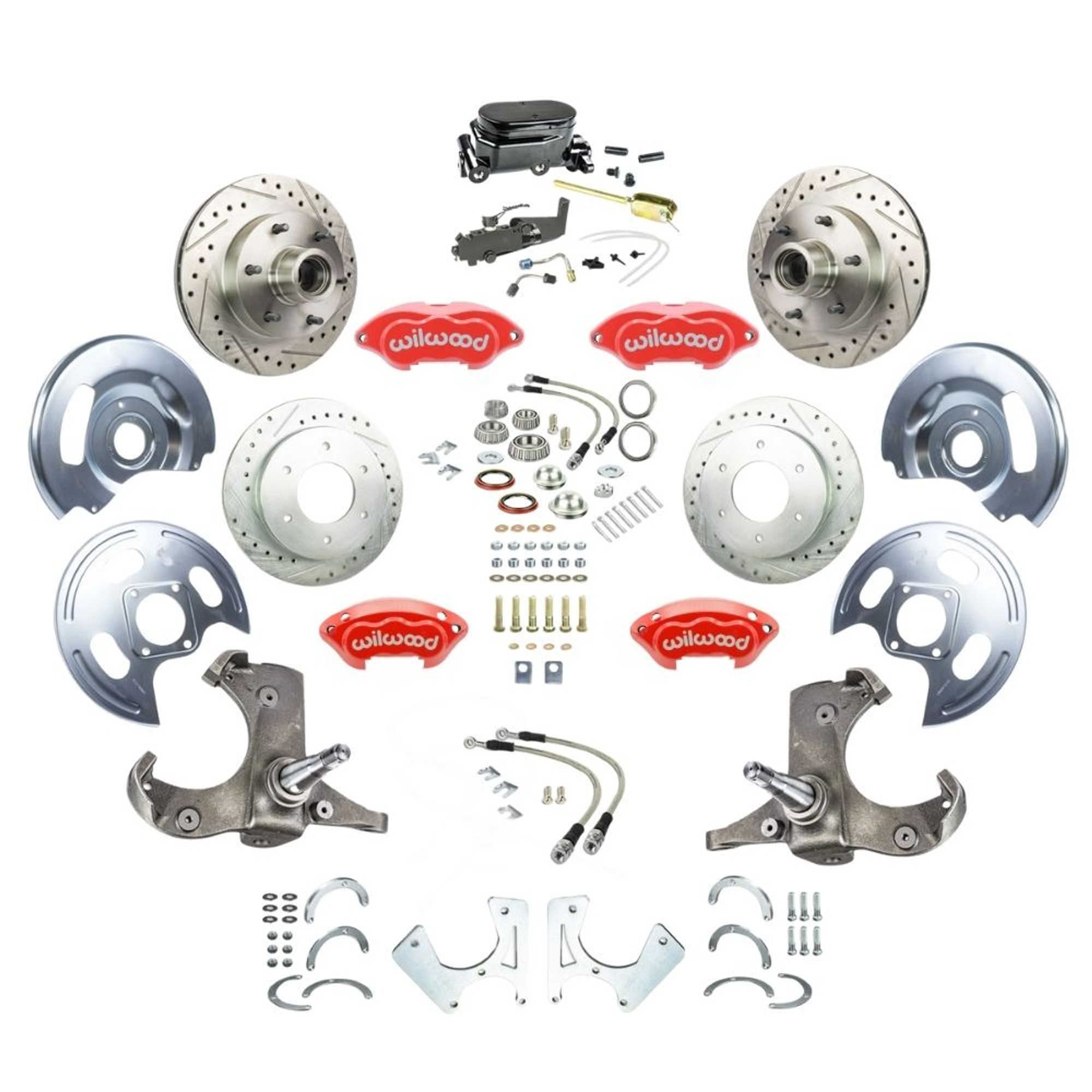 The Right Stuff 1963-70 Chevy/GMC Truck & Sub Std 4-Wheel Disc Brake Kit, Red Wilwood Calipers - (TSD6346ZYP)