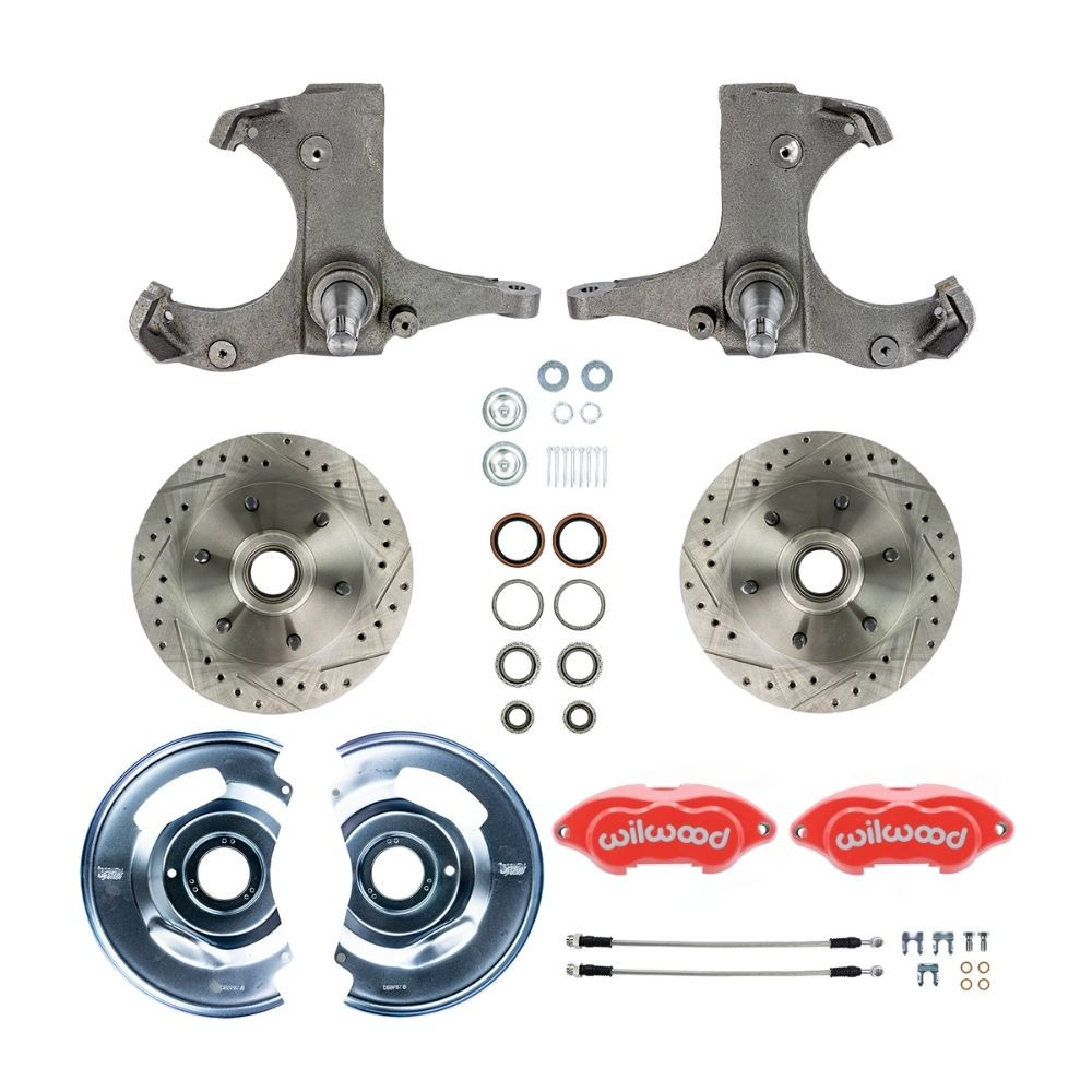 The Right Stuff 1960-62 GM Truck, 2WD, "At The Wheel" Disc Brake Kit Red Wilwood Calipers 6x5.5 - (TWK6016ZP)