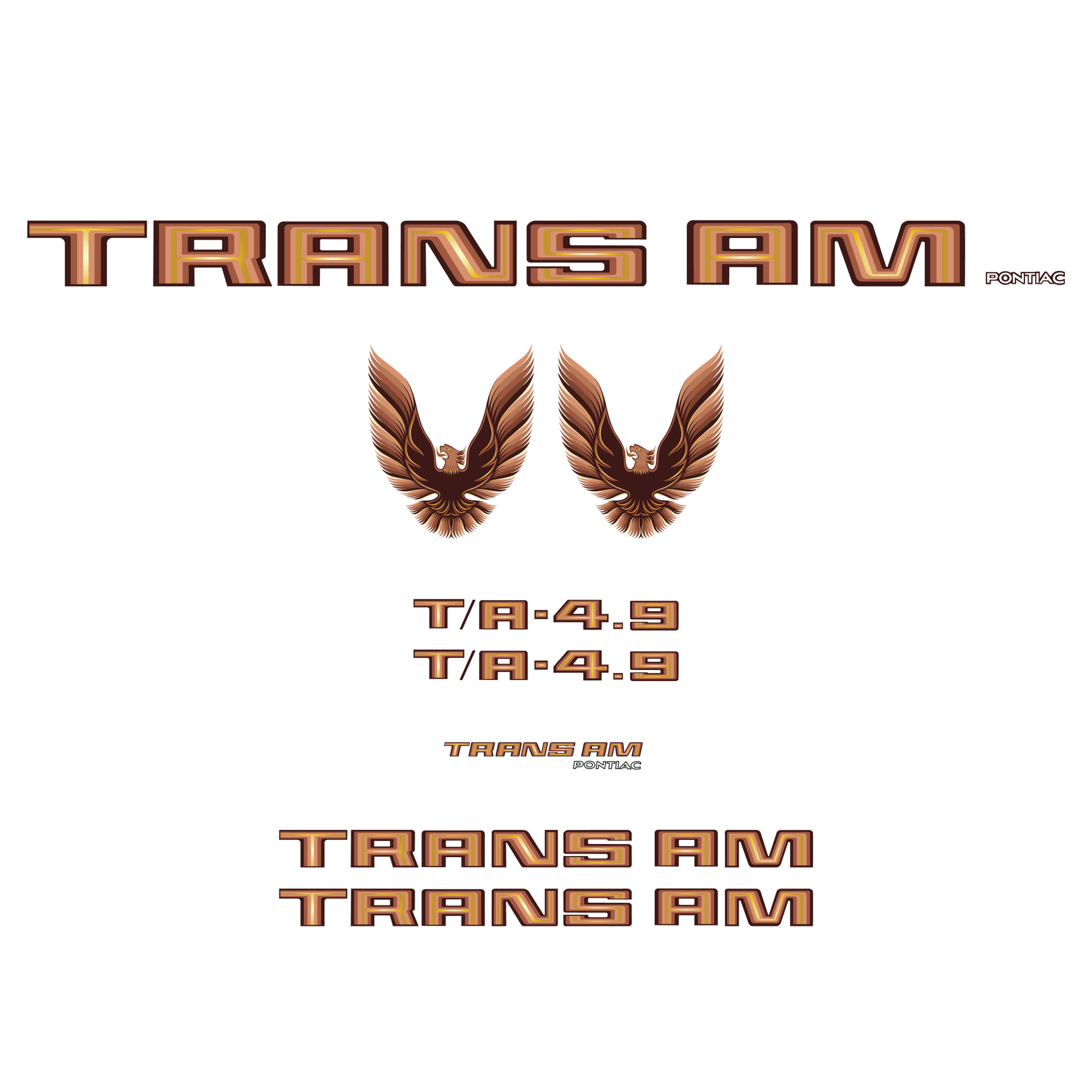Trim Parts 1980 Pontiac Firebird Trans Am Full Vinyl Decal Kit without Hood Bird - Bronze - (TPG-6291)