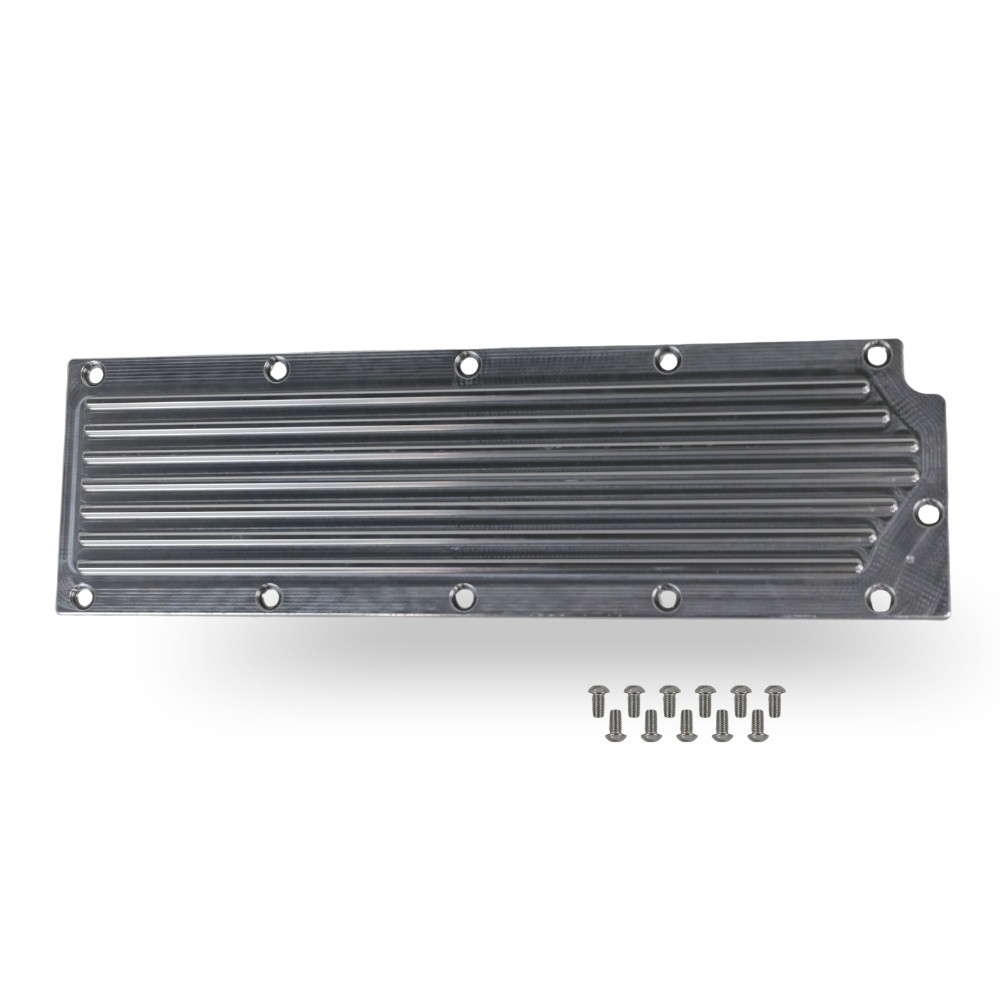 The Right Stuff Detailing Gen 4 LS Valley Cover w/o Oil Pressure Sensor Adapter, Finned, Natural Machined - (G4LSVCF-K)