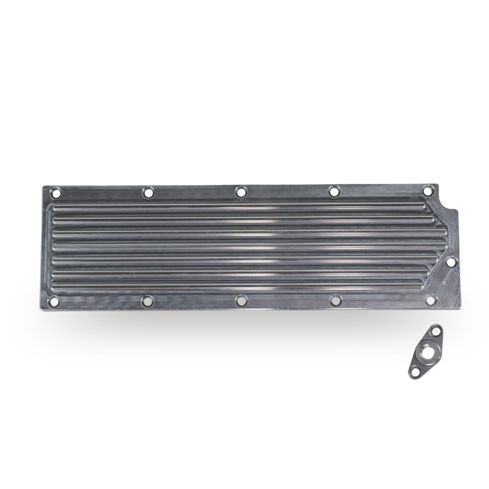 The Right Stuff Detailing Gen4 LS Valley Cover with Oil Pressure Sensor Adapter, Finned, Natural Machined - (G4LSVCF2-K)