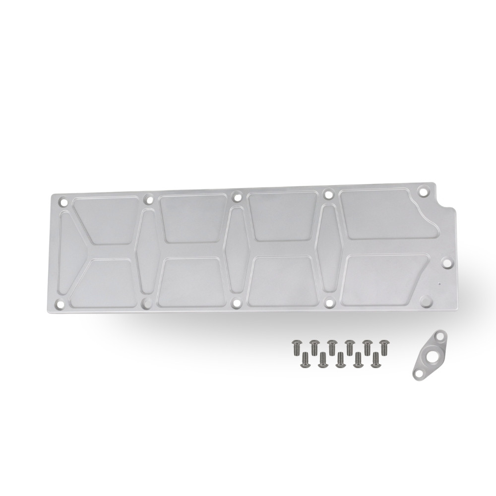 The Right Stuff Detailing Gen 4 LS Valley Cover with Oil Pressure Sensor Adapter, Pocketed, Satin Finish - (G4LSVCP2-S-K)