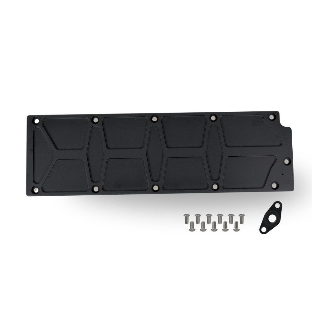 The Right Stuff Detailing Gen4 LS Valley Cover with Oil Pressure Sensor Adapter, Pocketed, Black Anodized - (G4LSVCP2-B-K)