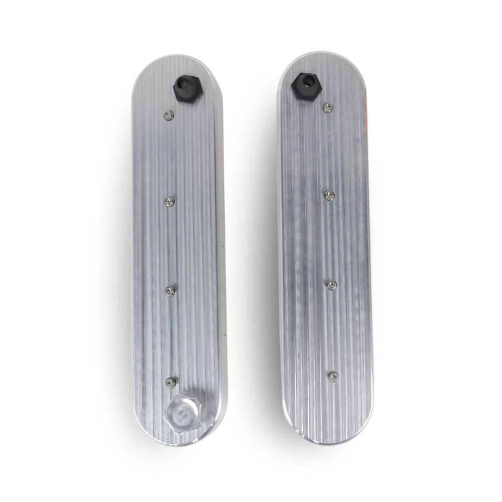 The Right Stuff Detailing Gen III/Gen IV LS Valve Cover Kit, 10AN Breather Fittings, Finned Top, Natural - (LSVALC-K)