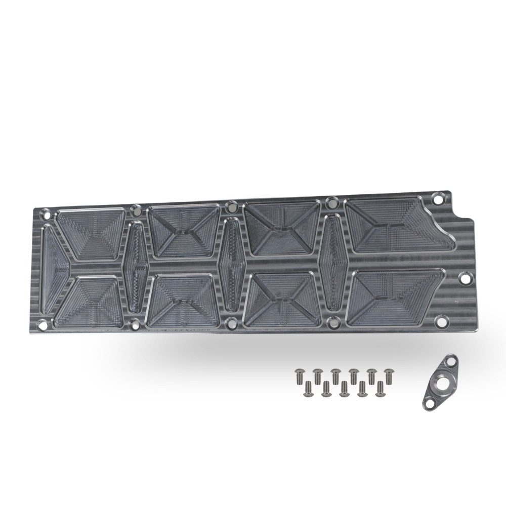 The Right Stuff Detailing Gen4 LS Valley Cover w/ Oil Pressure Sensor Adapter, Pocketed, Natural Machined - (G4LSVCP2-K)