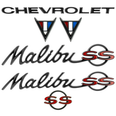 Trim Parts 1964-67 Chevrolet Chevelle/Malibu Emblem Kit Black & Red - (4100R)