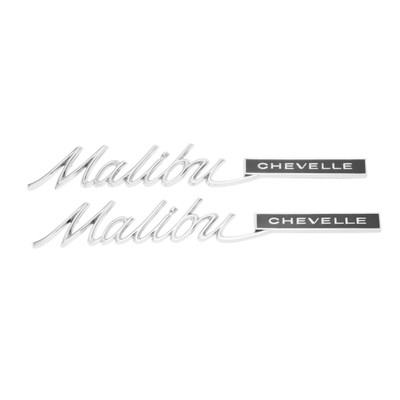 Trim Parts 1965 Chevrolet Chevelle Rear Quarter "Malibu Chevelle" Emblem W/Fasteners, Pair - (4211)