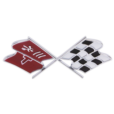 Trim Parts 1968 Chevrolet Corvette Fuel Door "X-Flag" Emblem, Each - (5954)